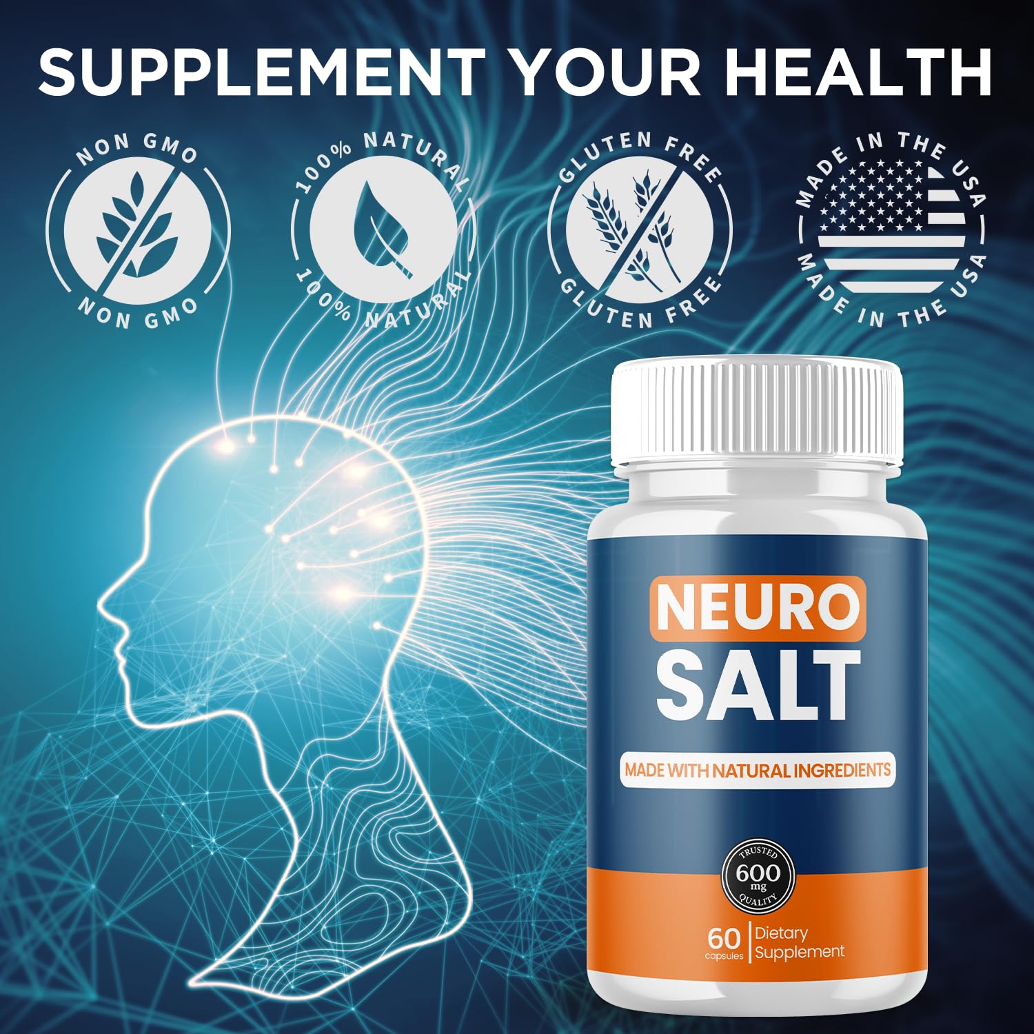 Flex University Neuro Salt Capsules on a desk next to a planner