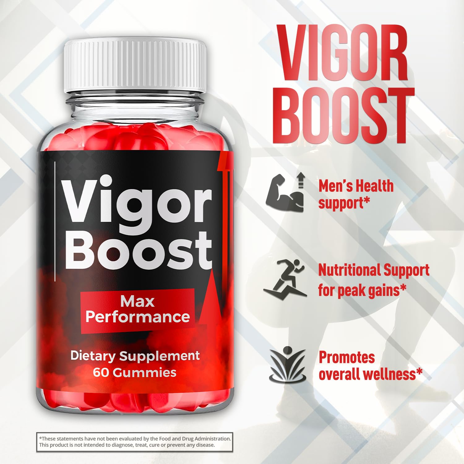 Flex University Vigor support Gummies on a wooden table