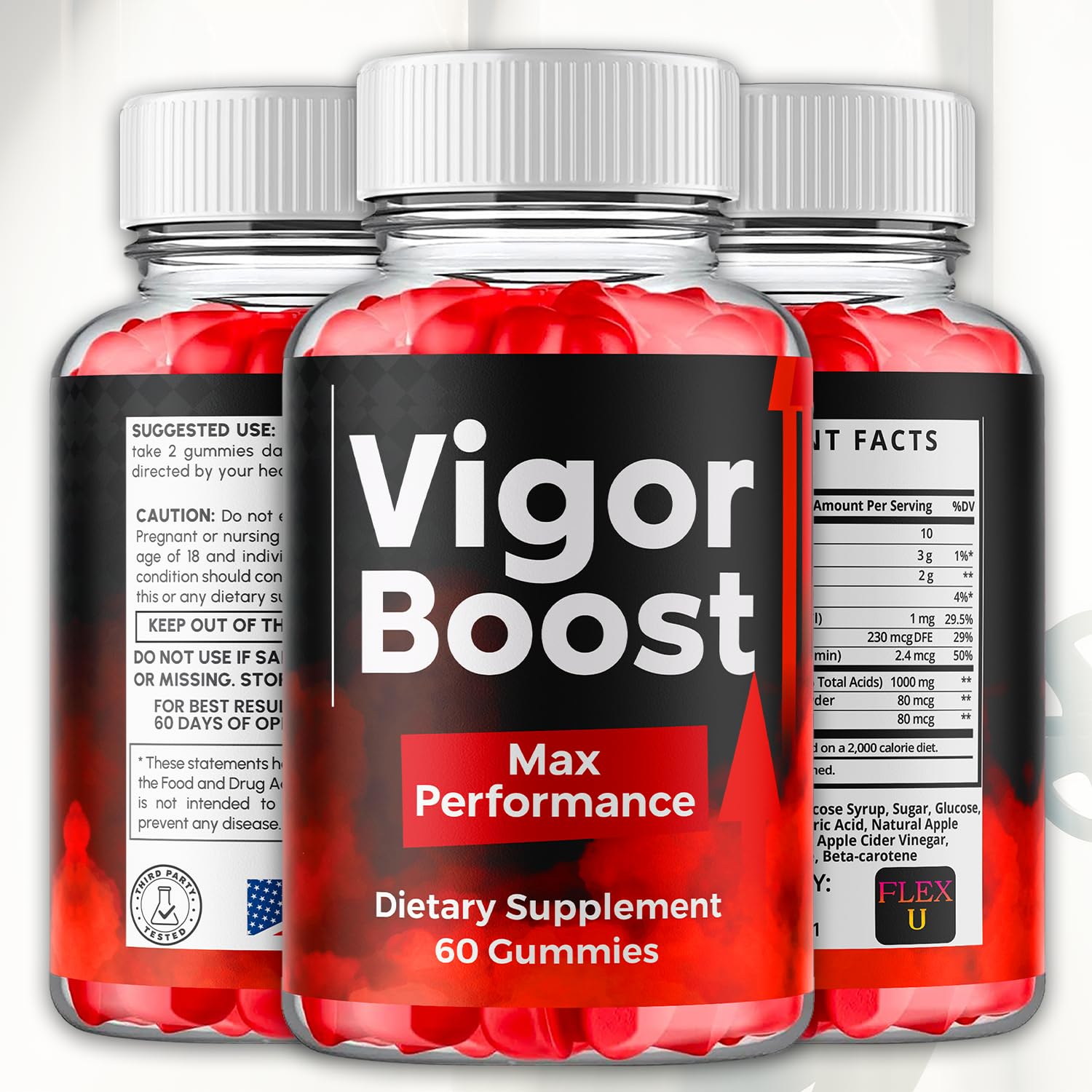 Flex University Vigor support Gummies packaging side view