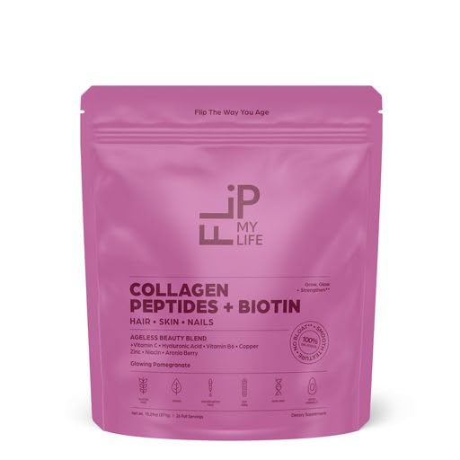 Flip My Life Collagen Peptides + Biotin mixed in a smoothie