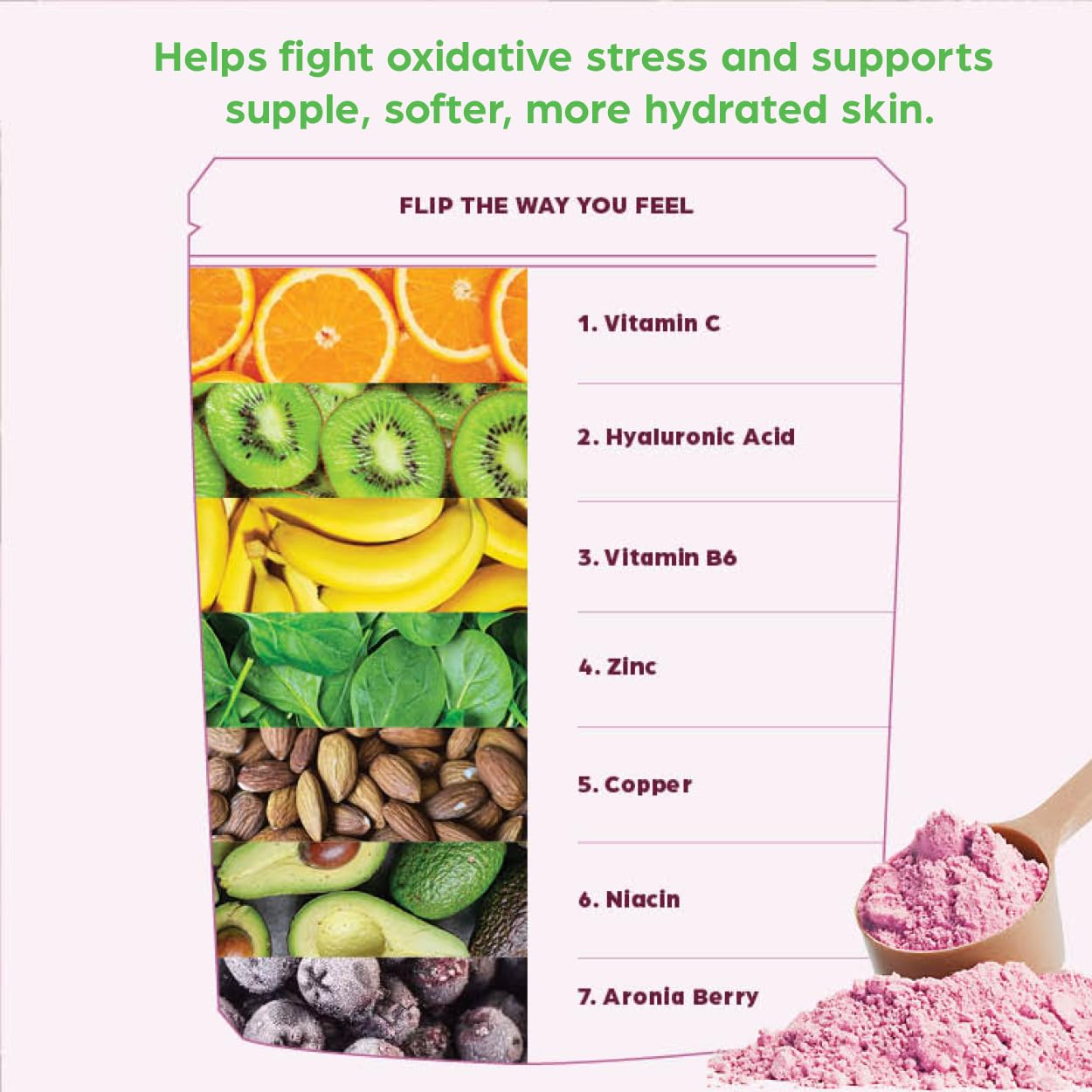 Flip My Life Collagen Peptides + Biotin on a kitchen counter