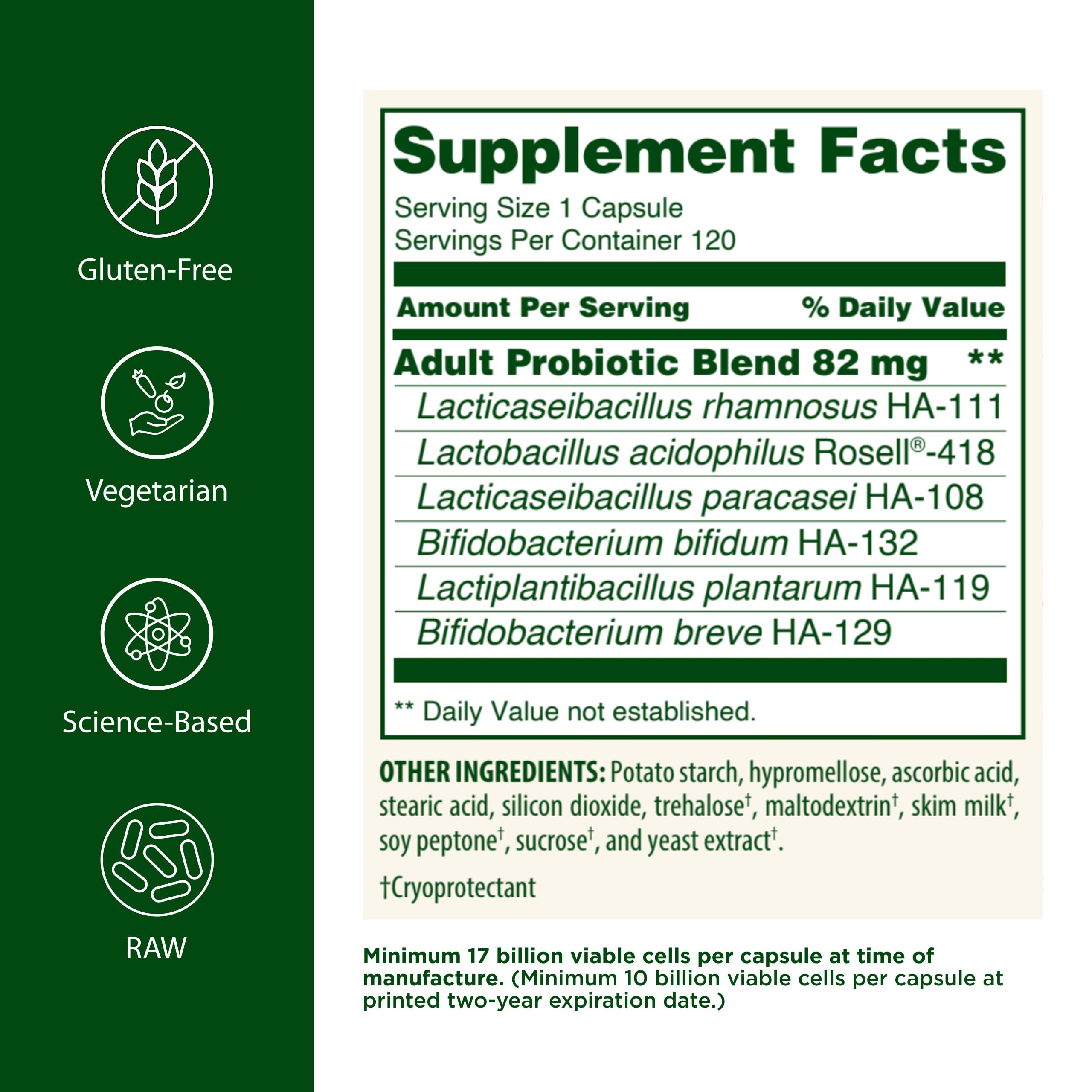 Flora Adult's Probiotic bottle side view