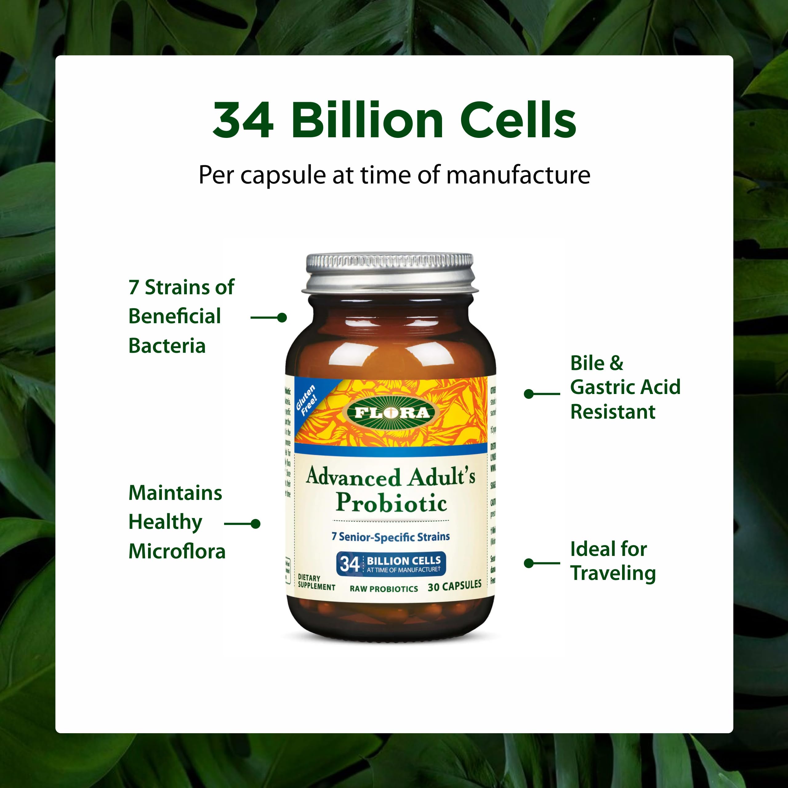 Flora Advanced Adult Probiotic 55+ 60 Capsules packaging