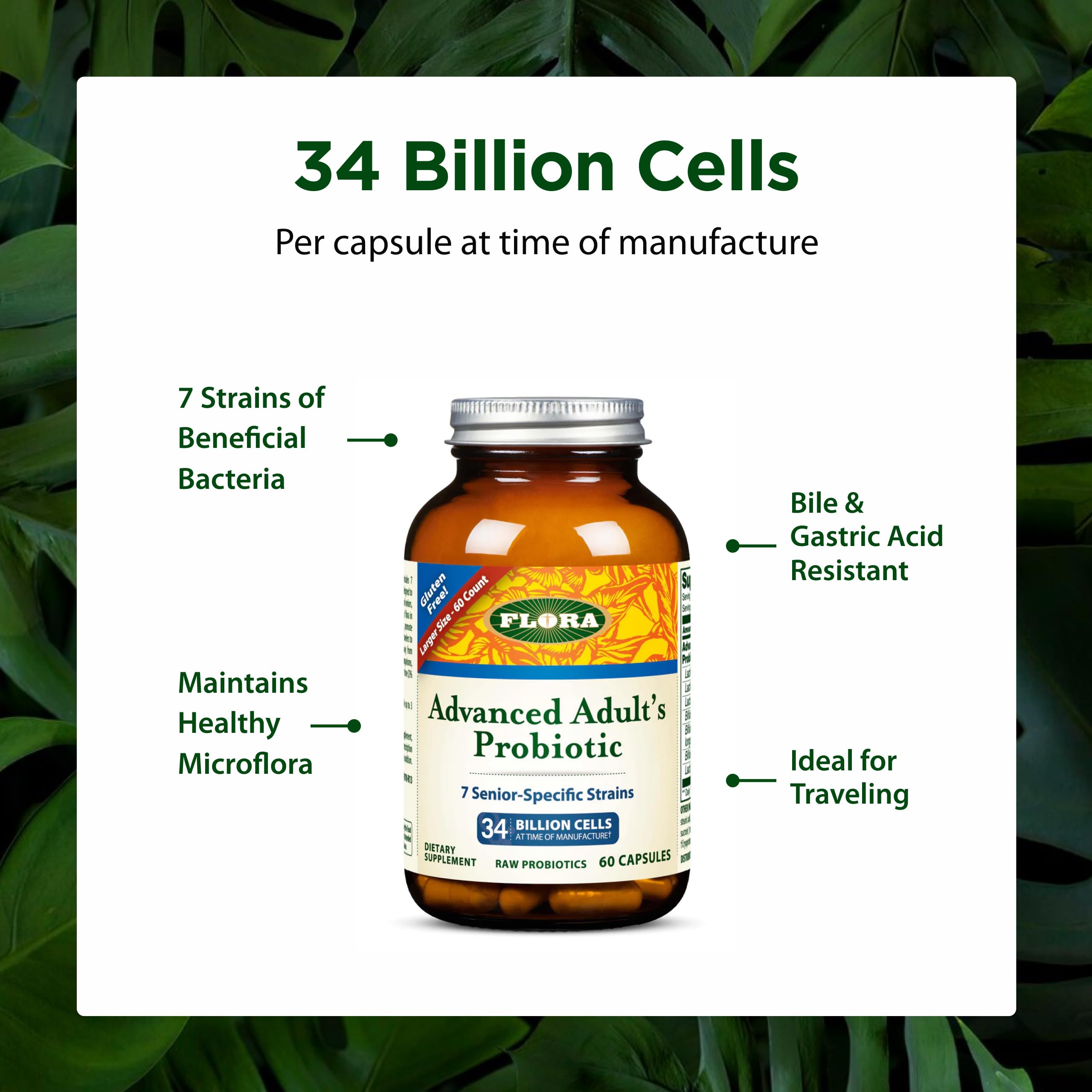 Flora Advanced Adult’s Probiotic 34 Billion CFU ingredients list