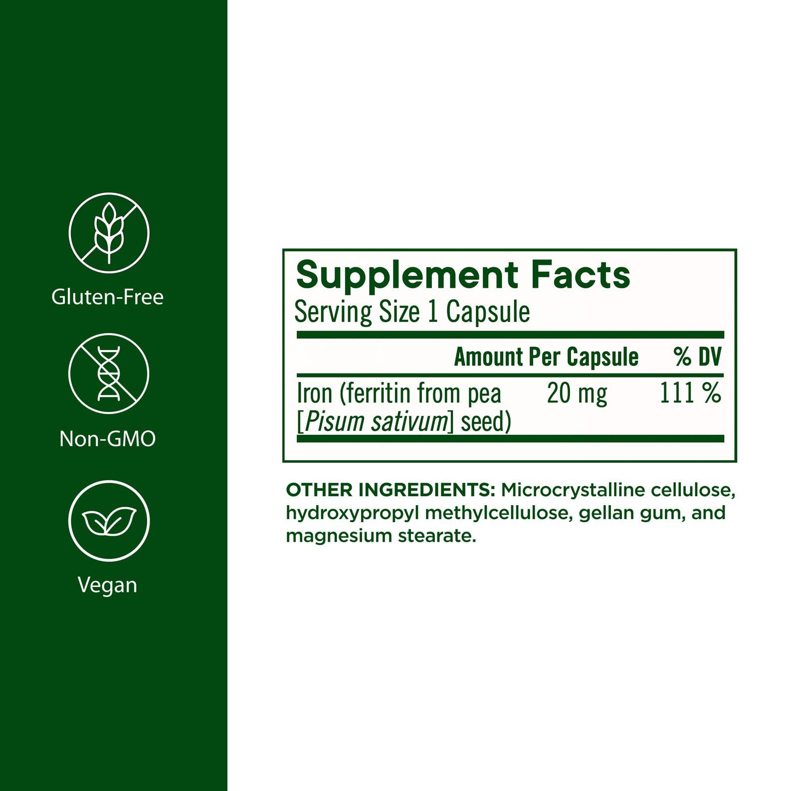 Flora Ferritin+ 60 vegan capsules side view