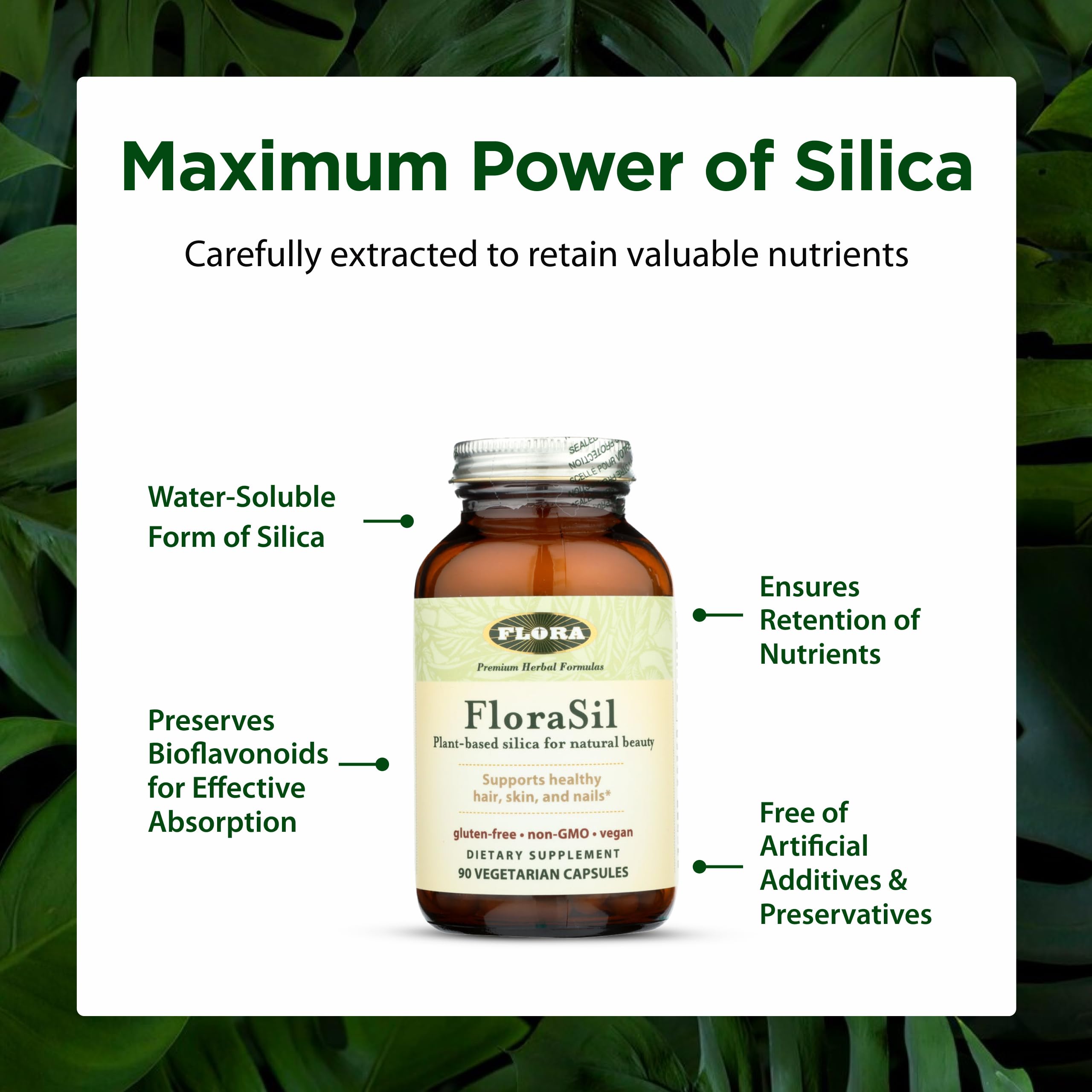 Flora FloraSil Plant-Based Silica Supplement ingredients label