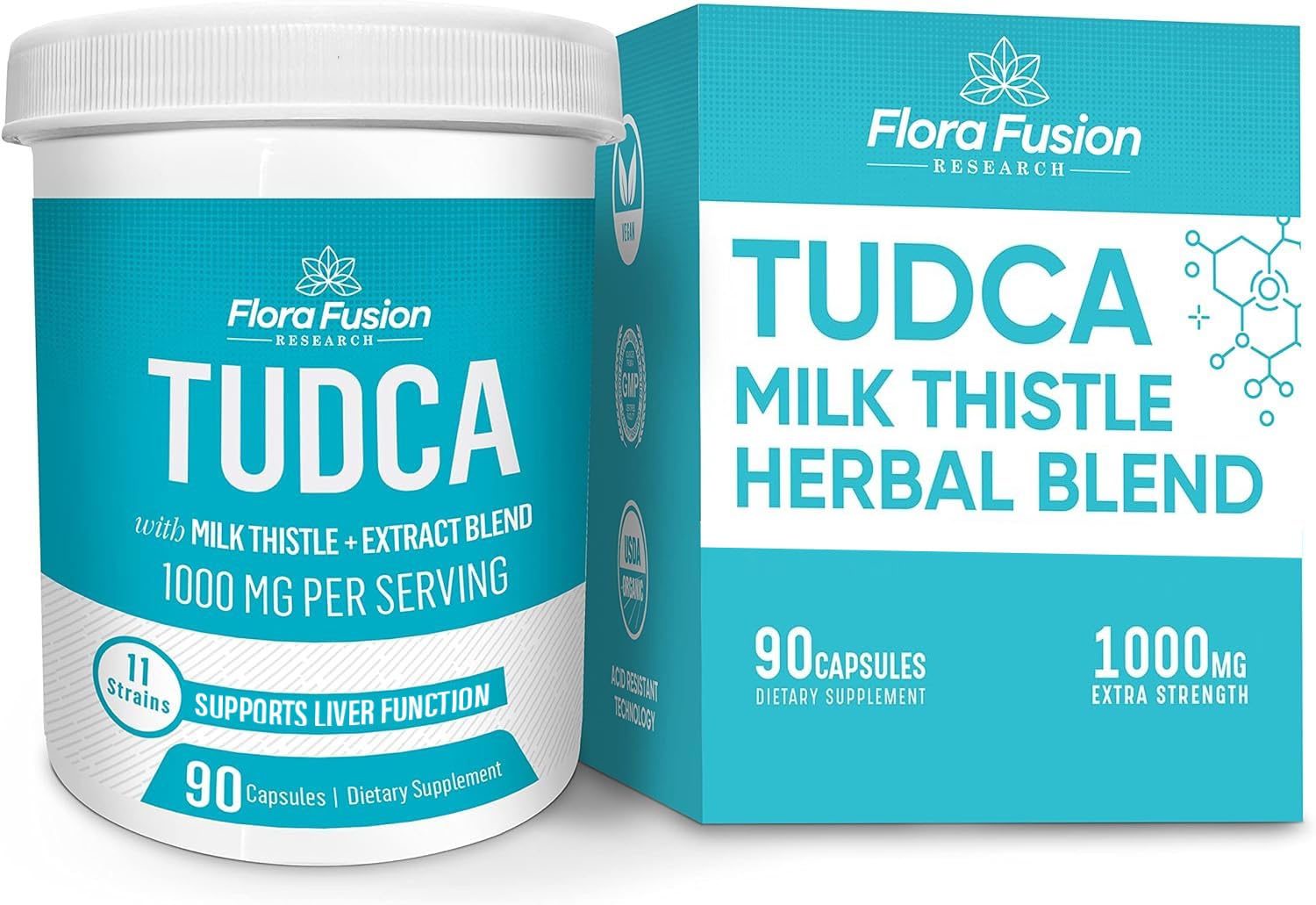 Flora Fusion Research TUDCA Liver Support Supplement front view