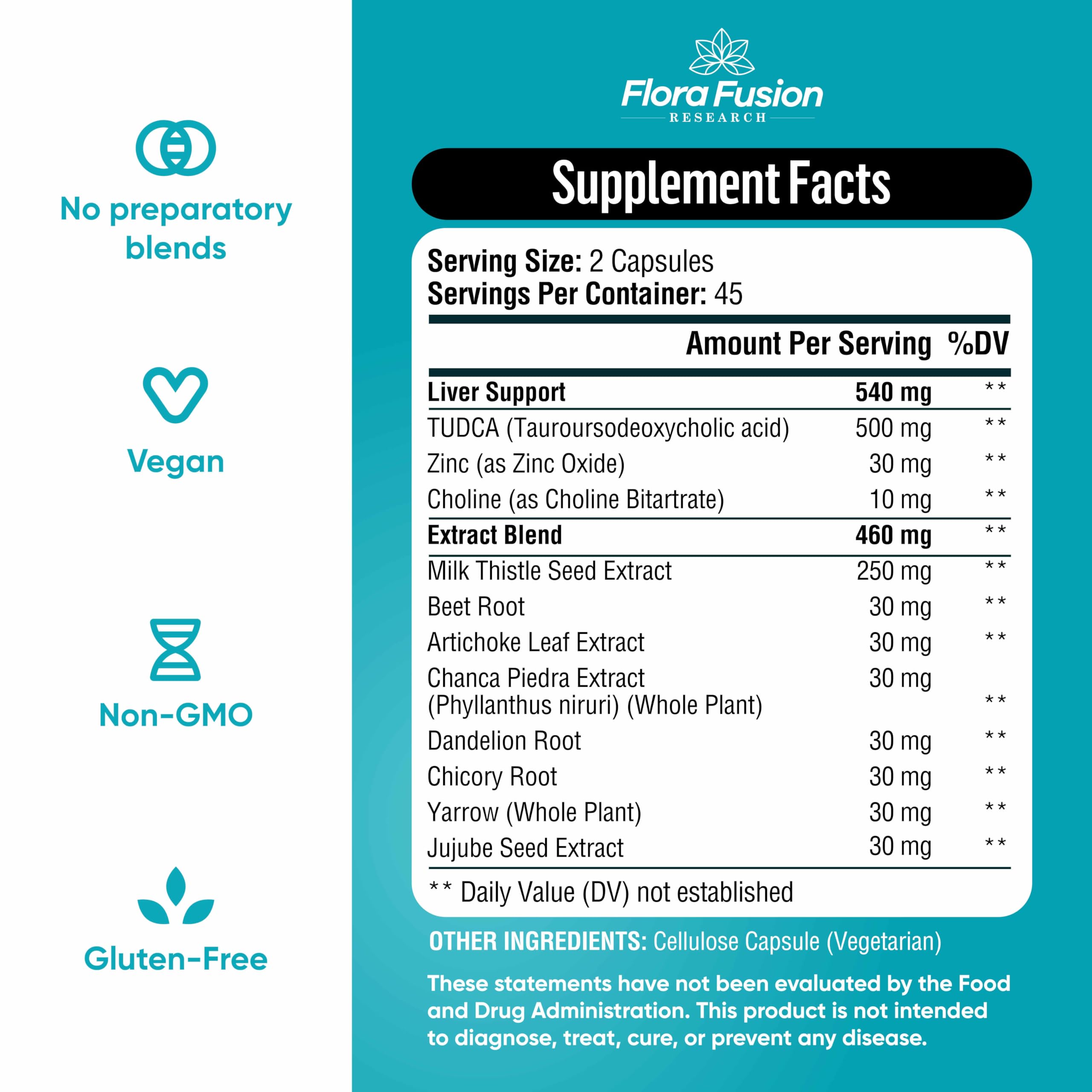Flora Fusion Research TUDCA Liver Support Supplement with capsules