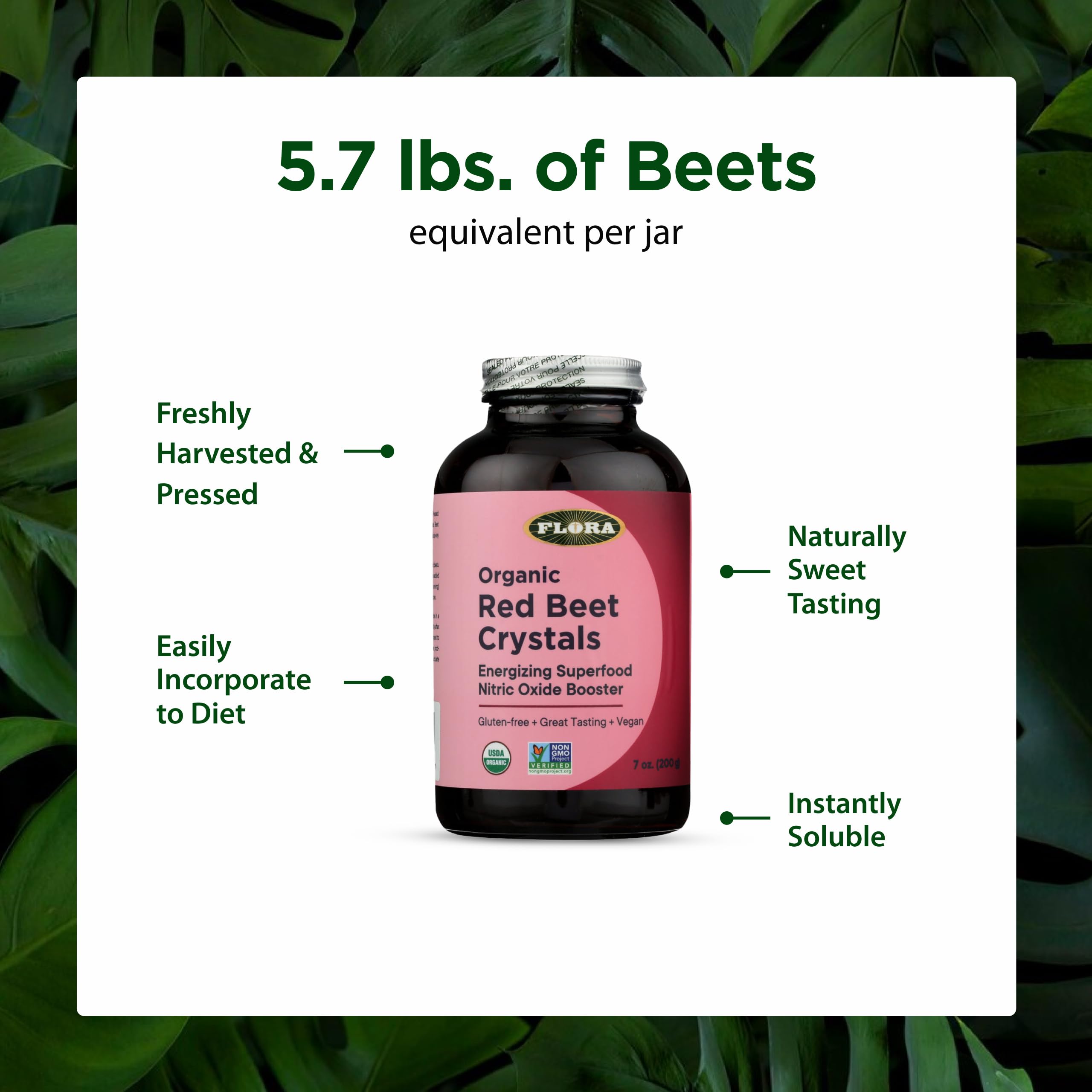 Flora Health Organic Red Beet Crystals mixed in a smoothie