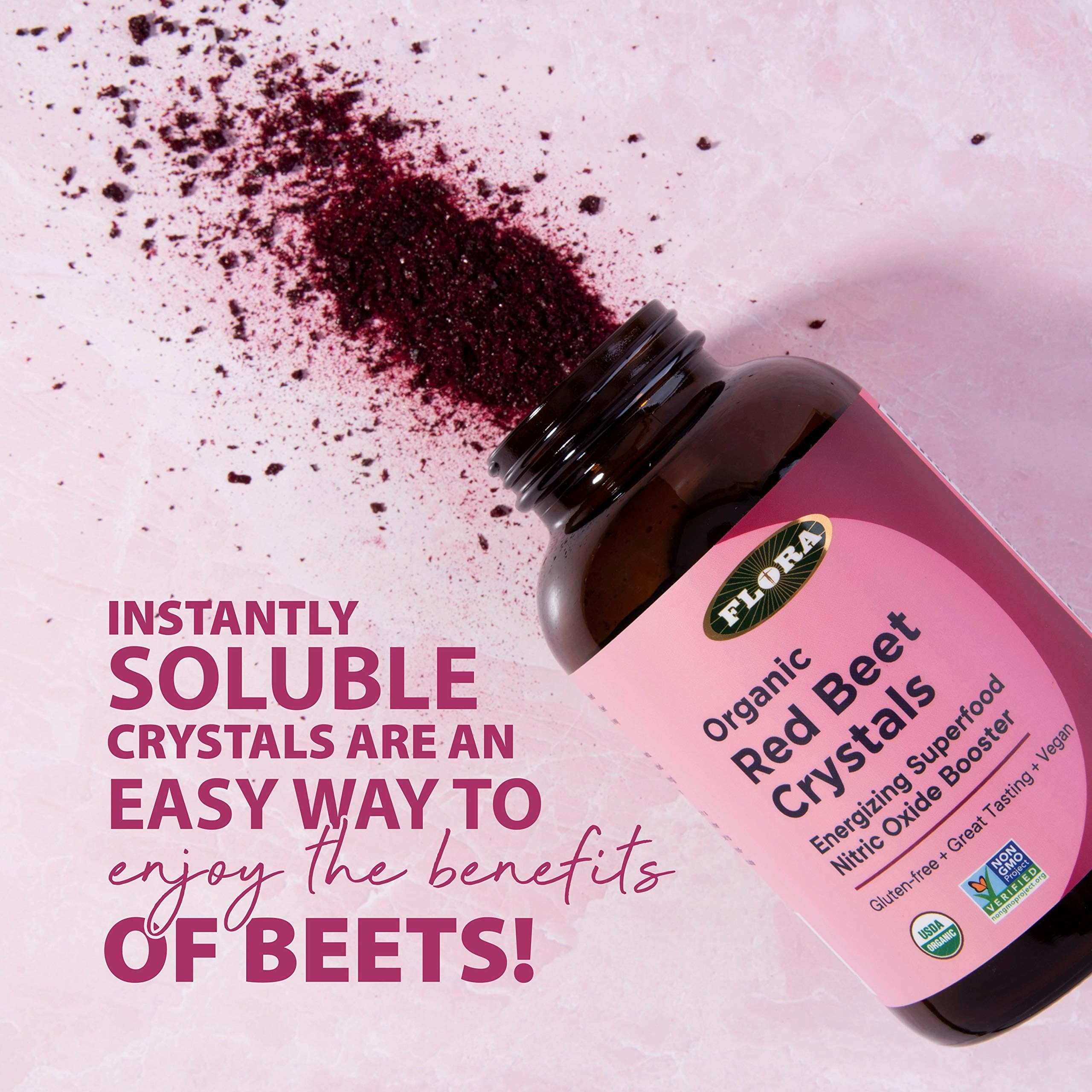 Flora Health Organic Red Beet Crystals with ingredients list