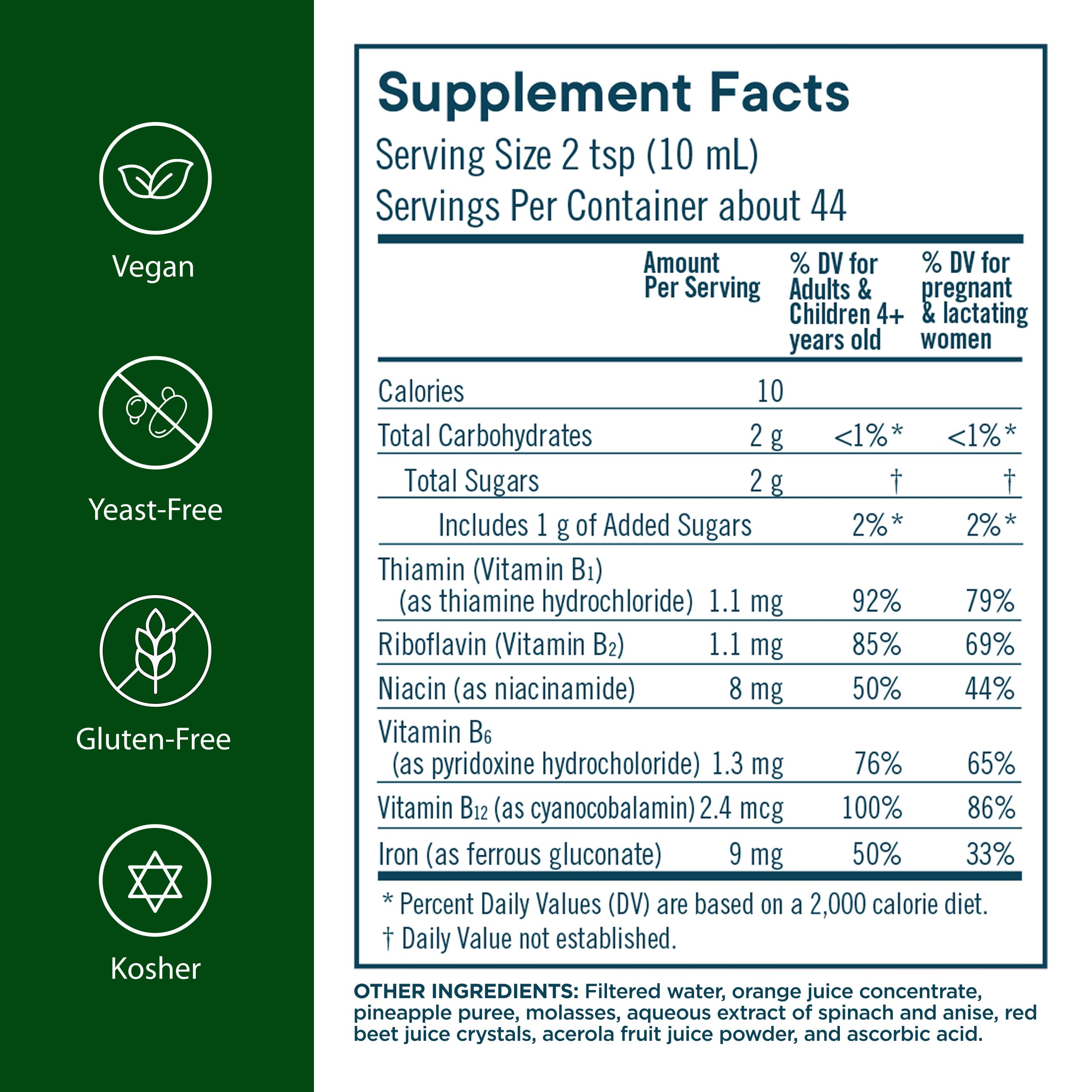 Flora Liquid Iron Supplement bottle side view