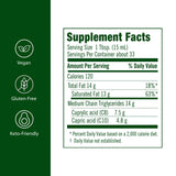Flora MCT Oil 1134g back view showing nutritional information