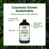 Flora MCT Oil 1134g with coconut oil background