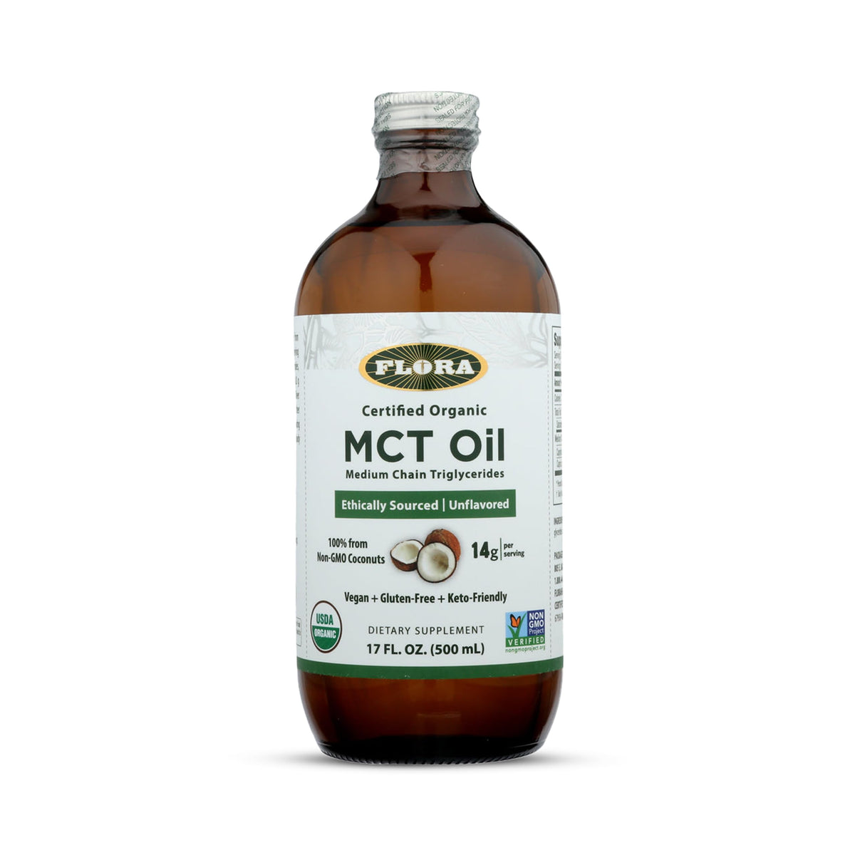 Flora MCT Oil Organic 762g front view with label