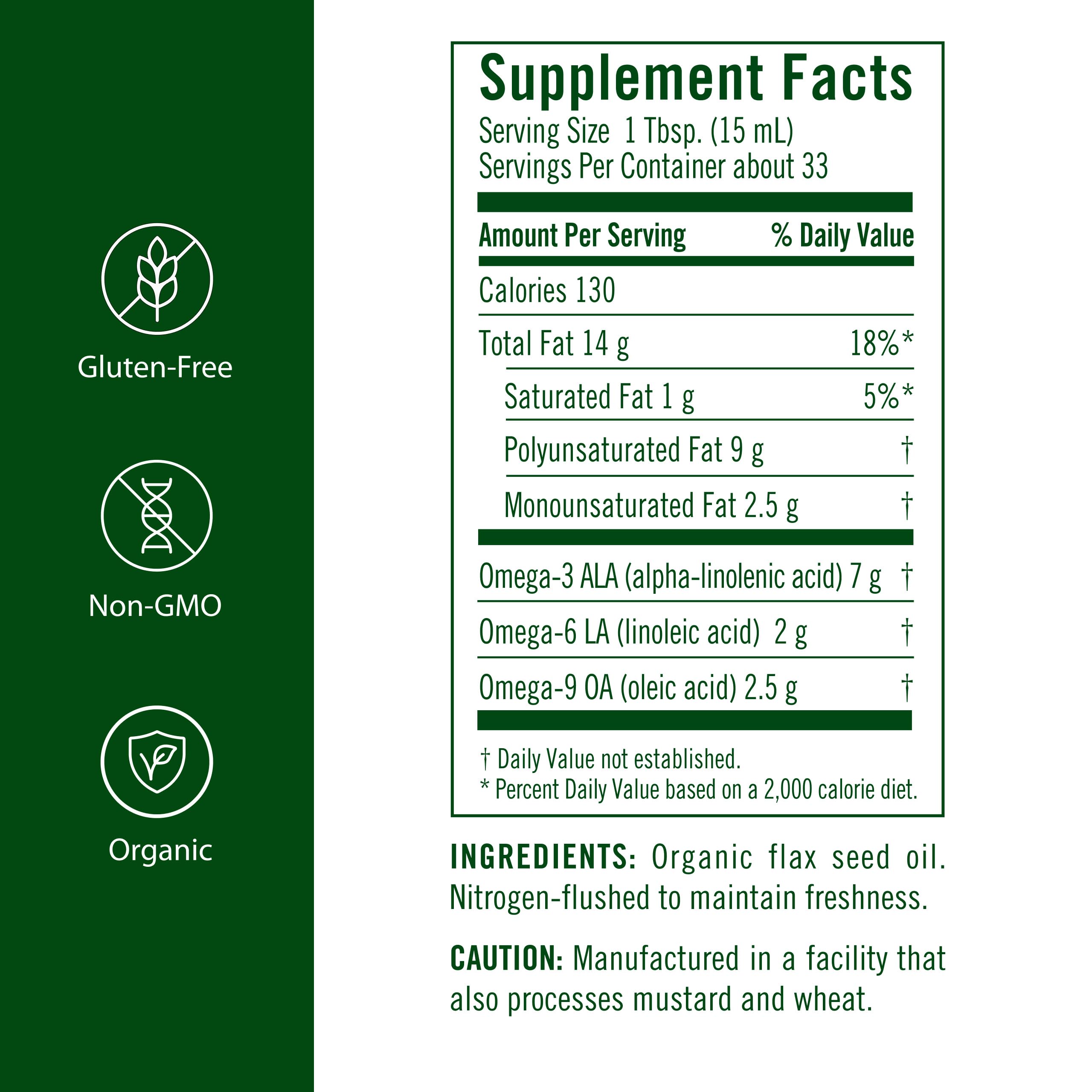 Flora Organic Flax Oil 744g bottle side view