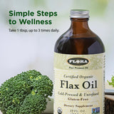 Flora Organic Flax Oil 744g with salad ingredients