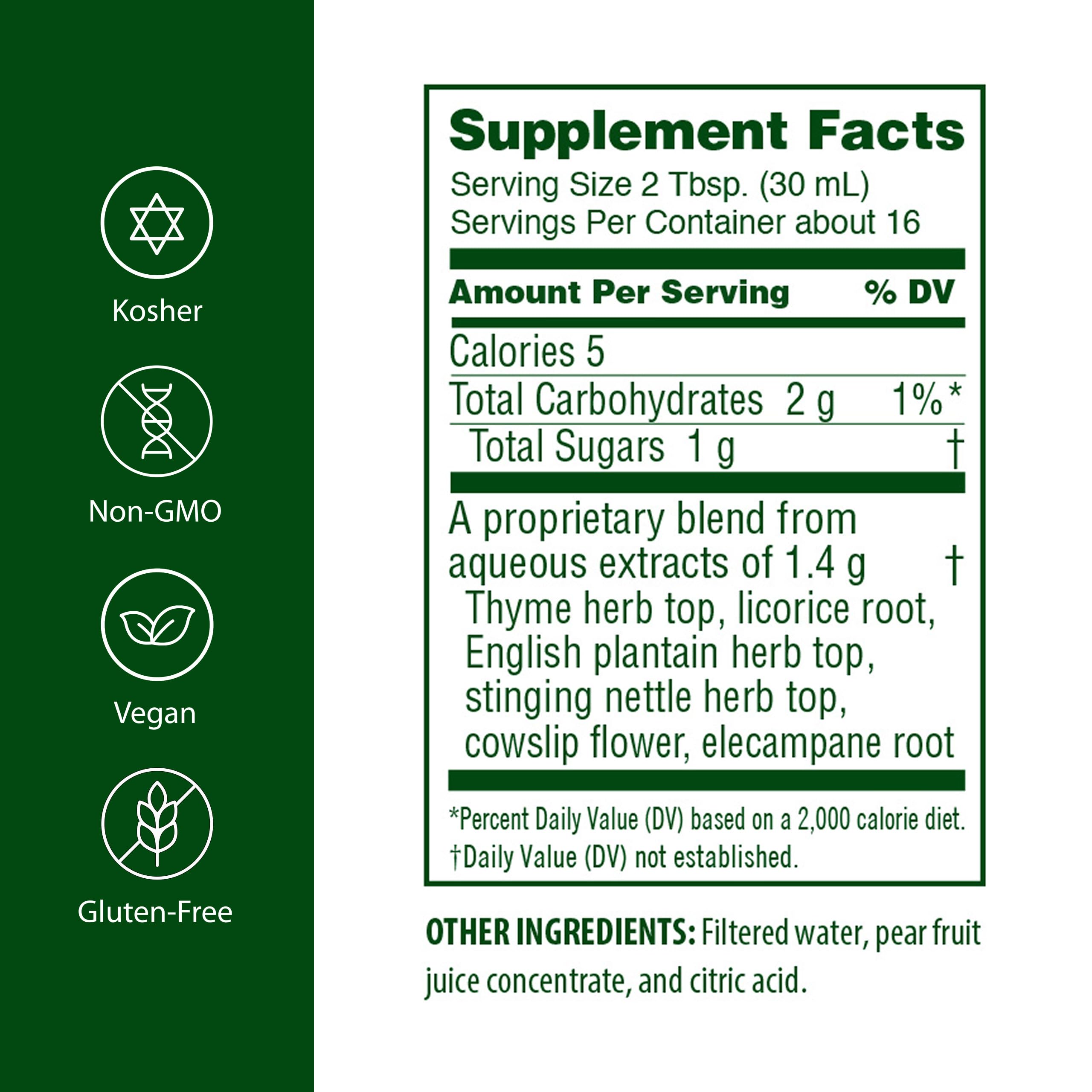 Flora RespirEssence herbal supplement label close-up