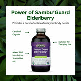 Flora SambuGuard Elderberry+ in a glass with water