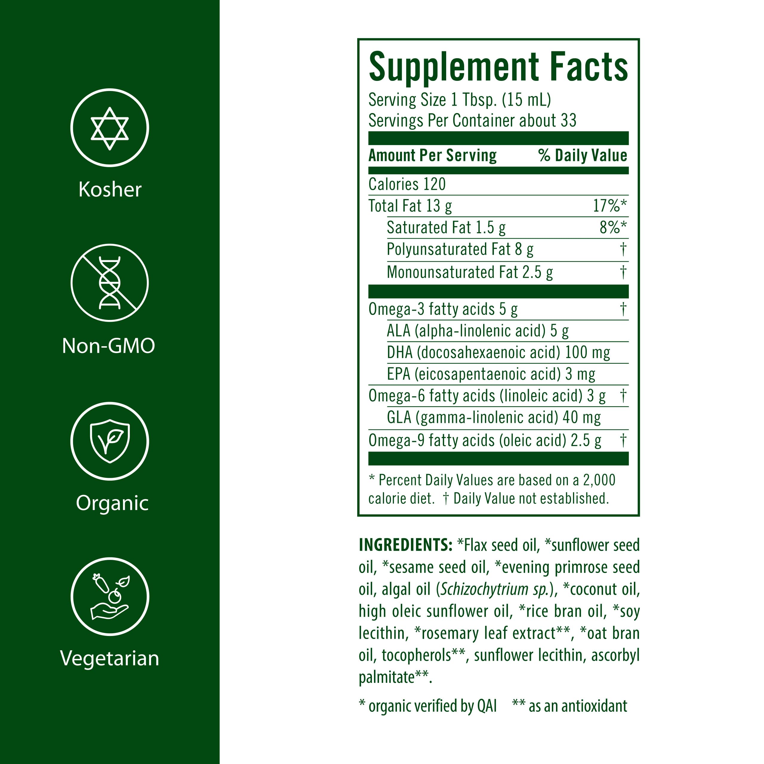 Flora Udo's Oil DHA 3-6-9 Blend nutritional information