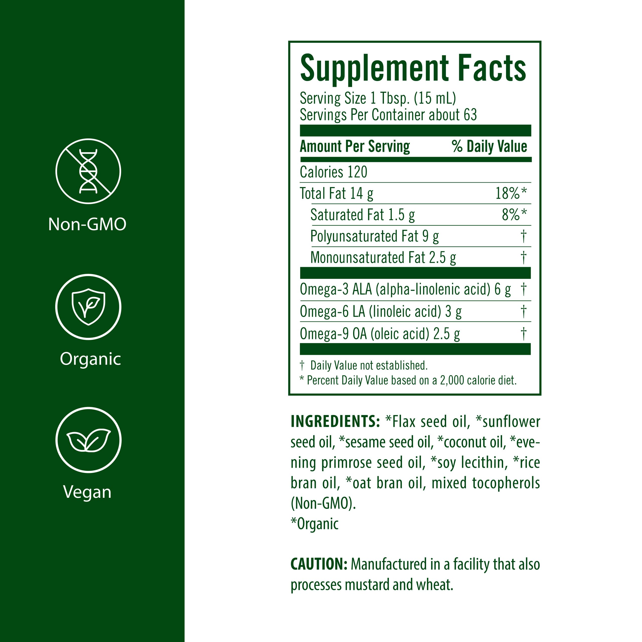 Flora Udo’s Oil Omega 369 Blend 1406g bottle side view
