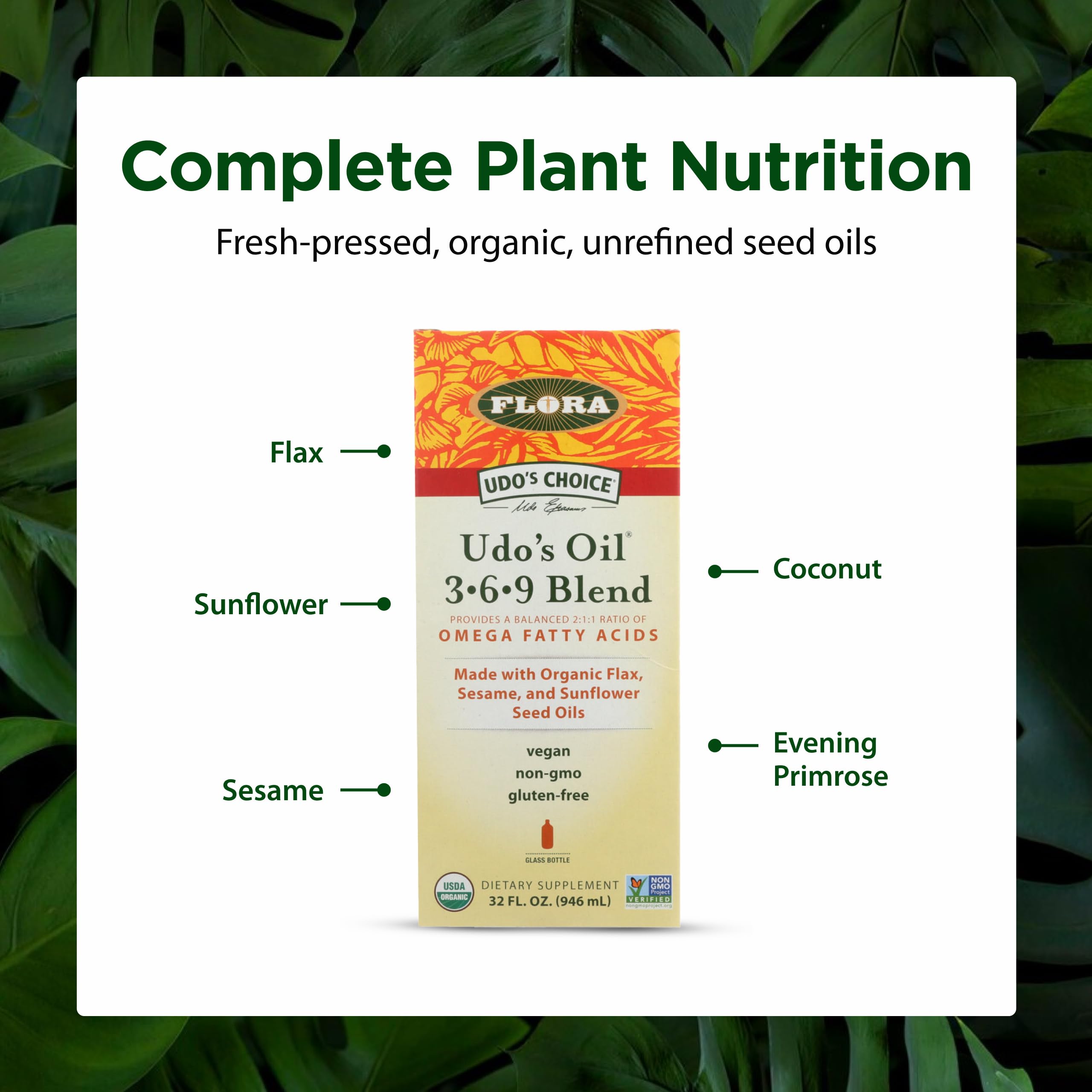 Flora Udo’s Oil Omega 369 Blend 1406g in a kitchen setting