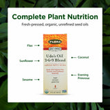 Flora Udo's Omega 369 Blend 499g in a kitchen setting with food