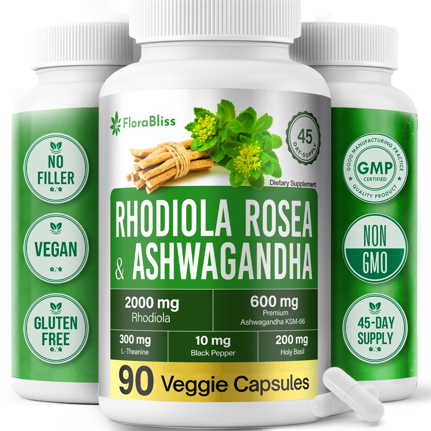 FloraBliss Blended Vitamin & Mineral Supplement 90 vegan capsules front view