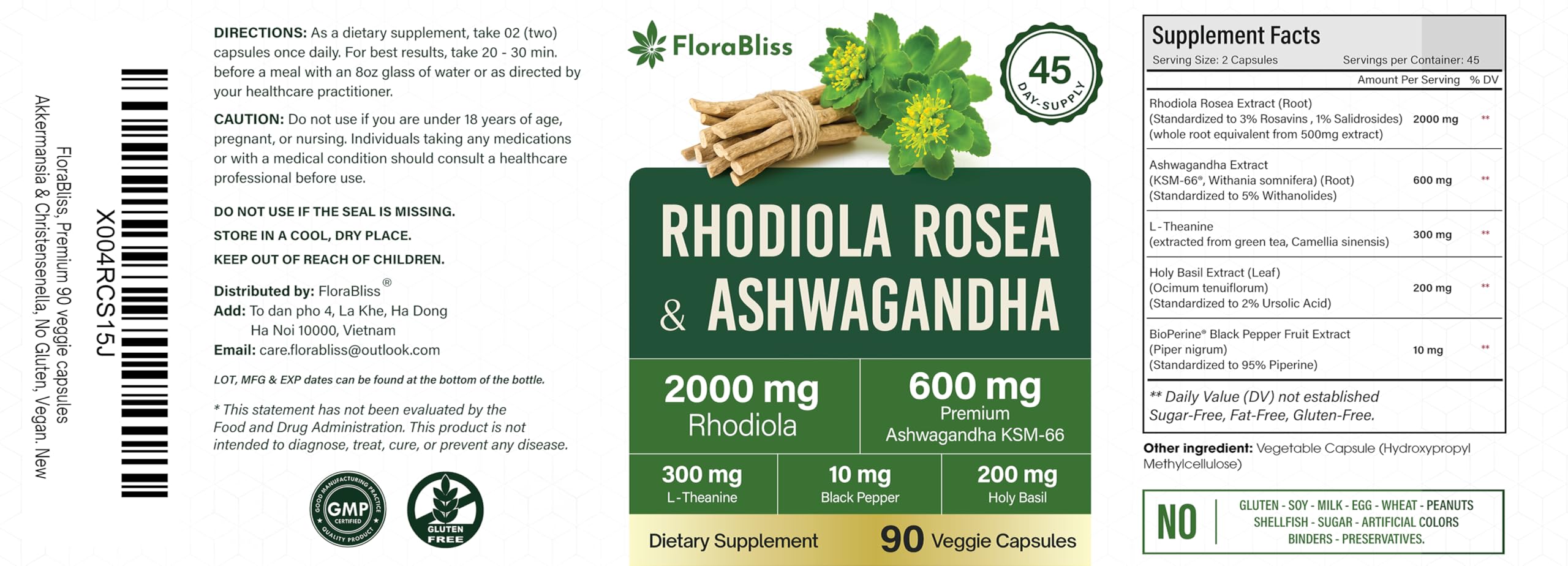 FloraBliss Blended Vitamin & Mineral Supplement packaging details