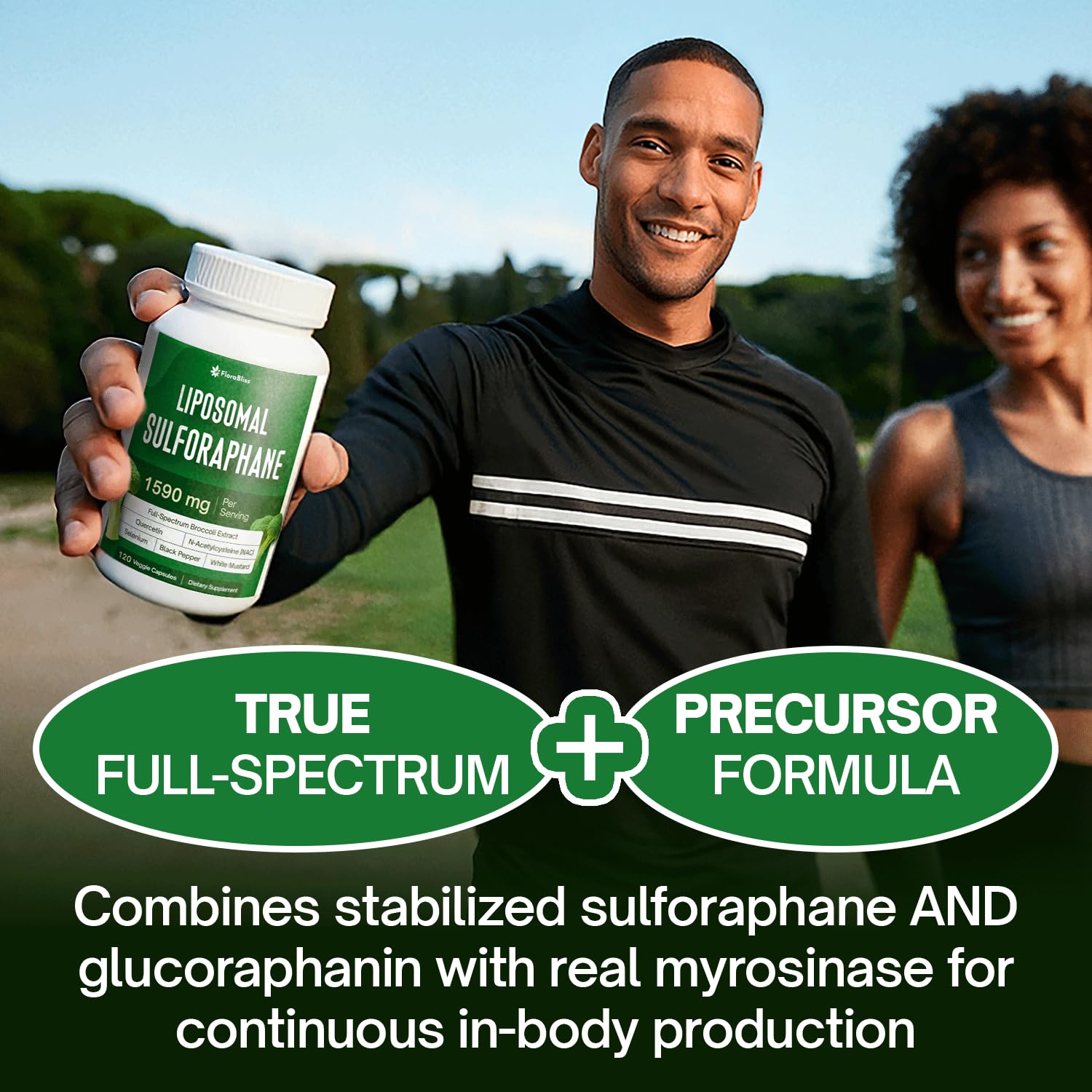 FloraBliss Liposomal Sulforaphane Supplement side view
