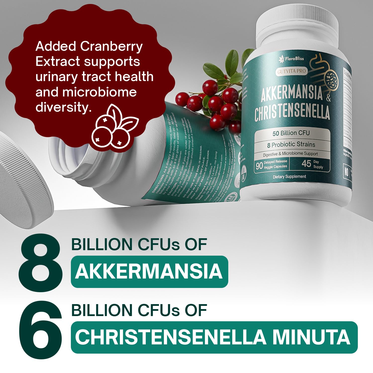 FloraBliss supplement capsules in bottle