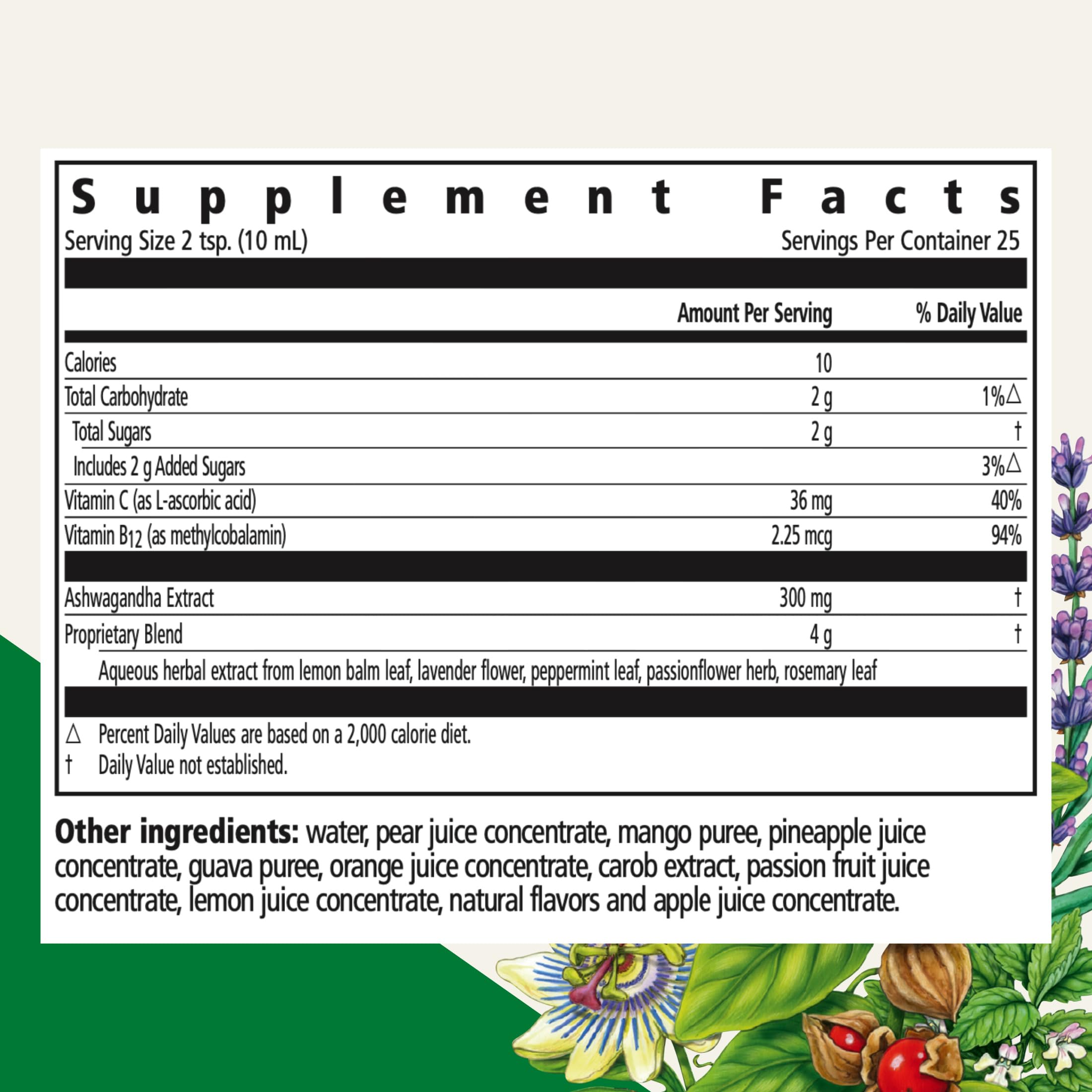 Floradix Ashwagandha Liquid Supplement 286g back view