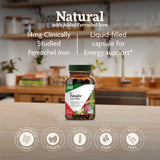 Floradix Iron + Herbs Liquid Phyto-caps back view with ingredients listed