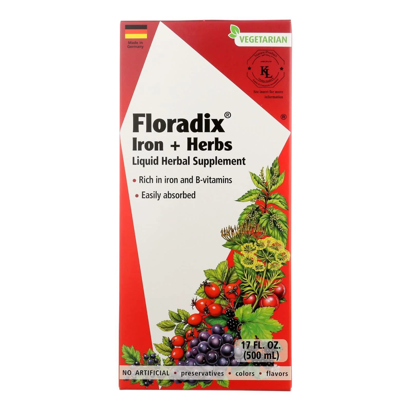 Floradix Iron Supplement 998g bottle with mixed fruit flavour