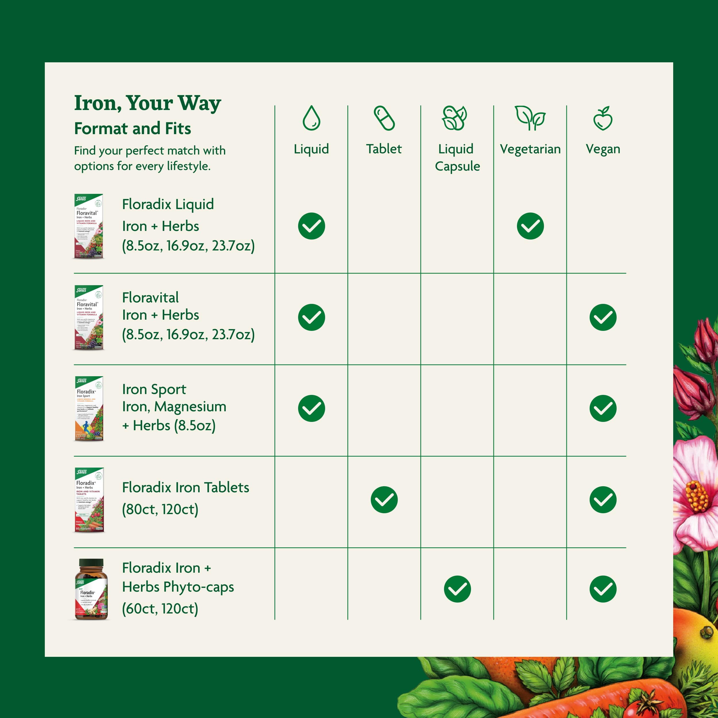 Floradix Iron & Vitamin Tablets showing the tablet count
