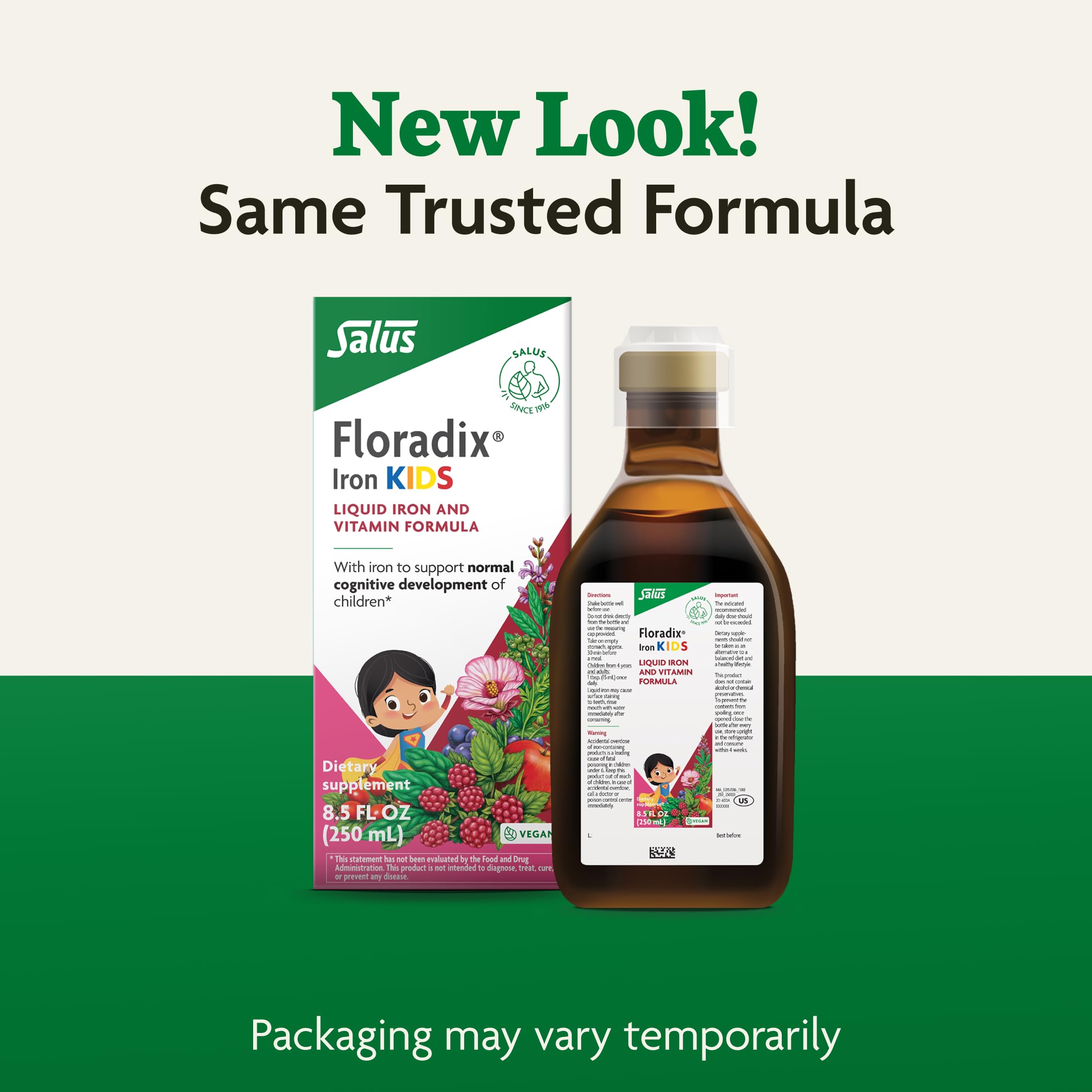 Floradix Kids Iron Liquid Supplement on kitchen table