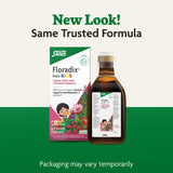 Floradix Kids Iron Liquid Supplement on kitchen table