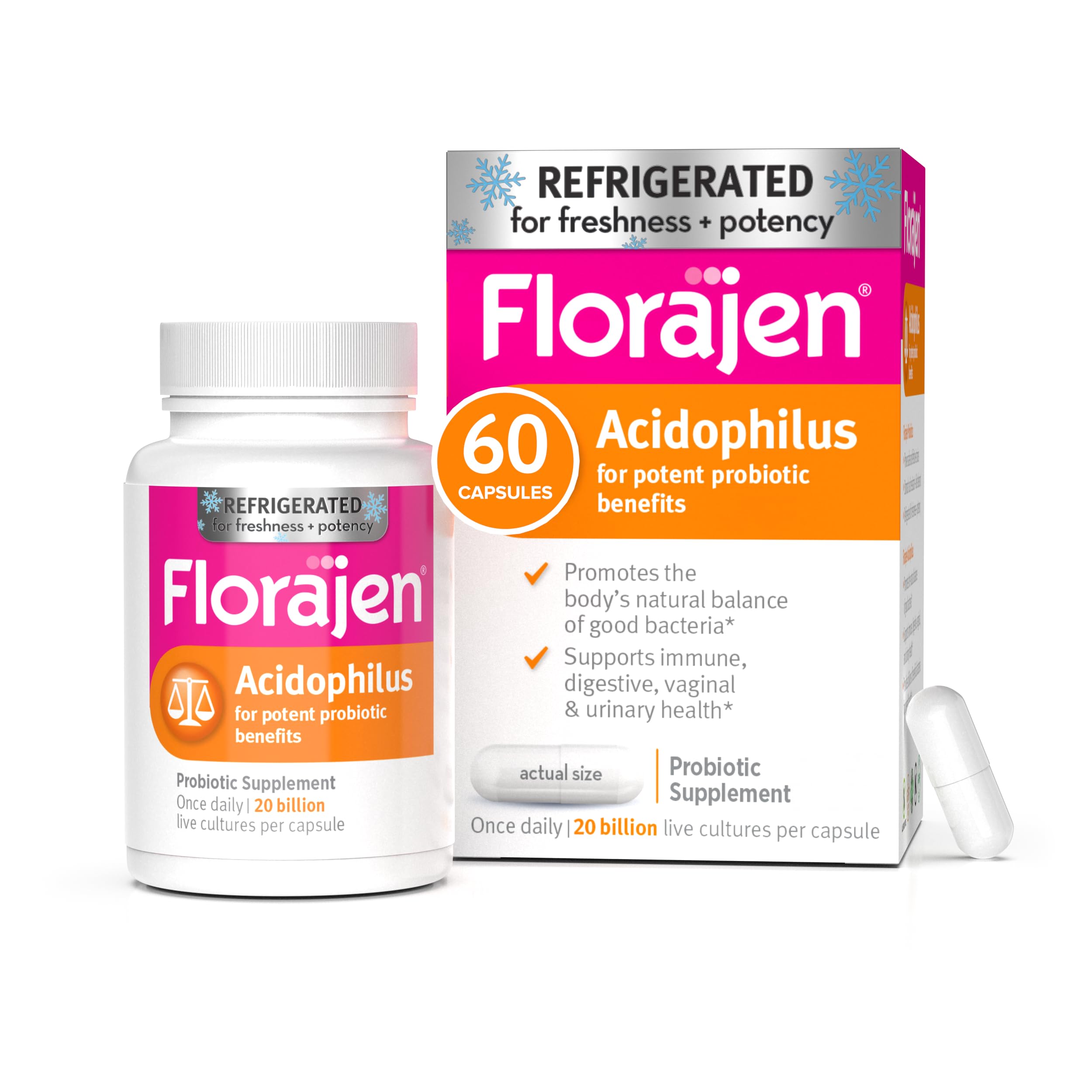 Florajen Acidophilus Probiotic Capsules front view