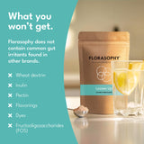 Florasophy Loosen Up Soluble Fibre Supplement in a glass of water