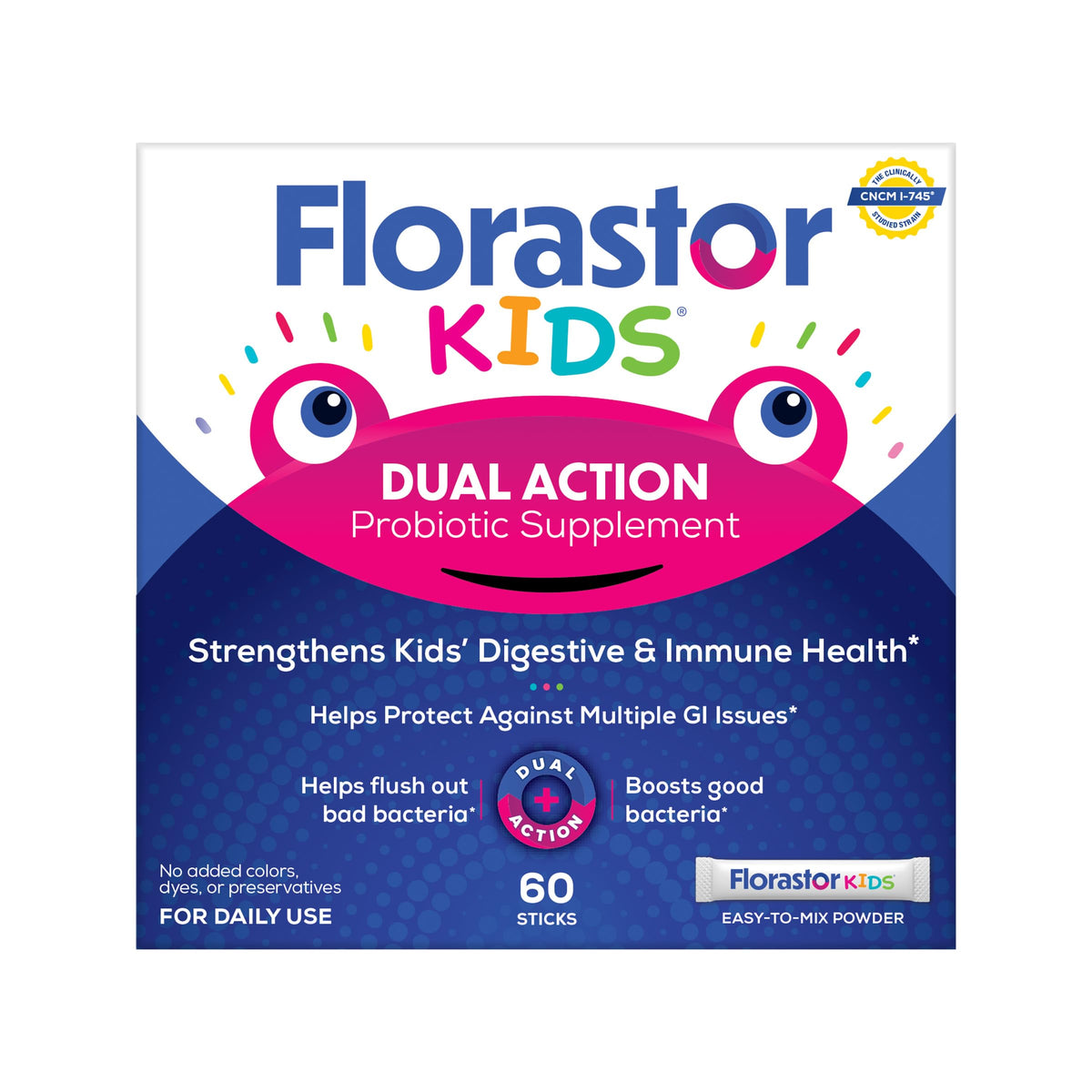 Florastor Daily Probiotic for Kids 250mg powder sachets front view