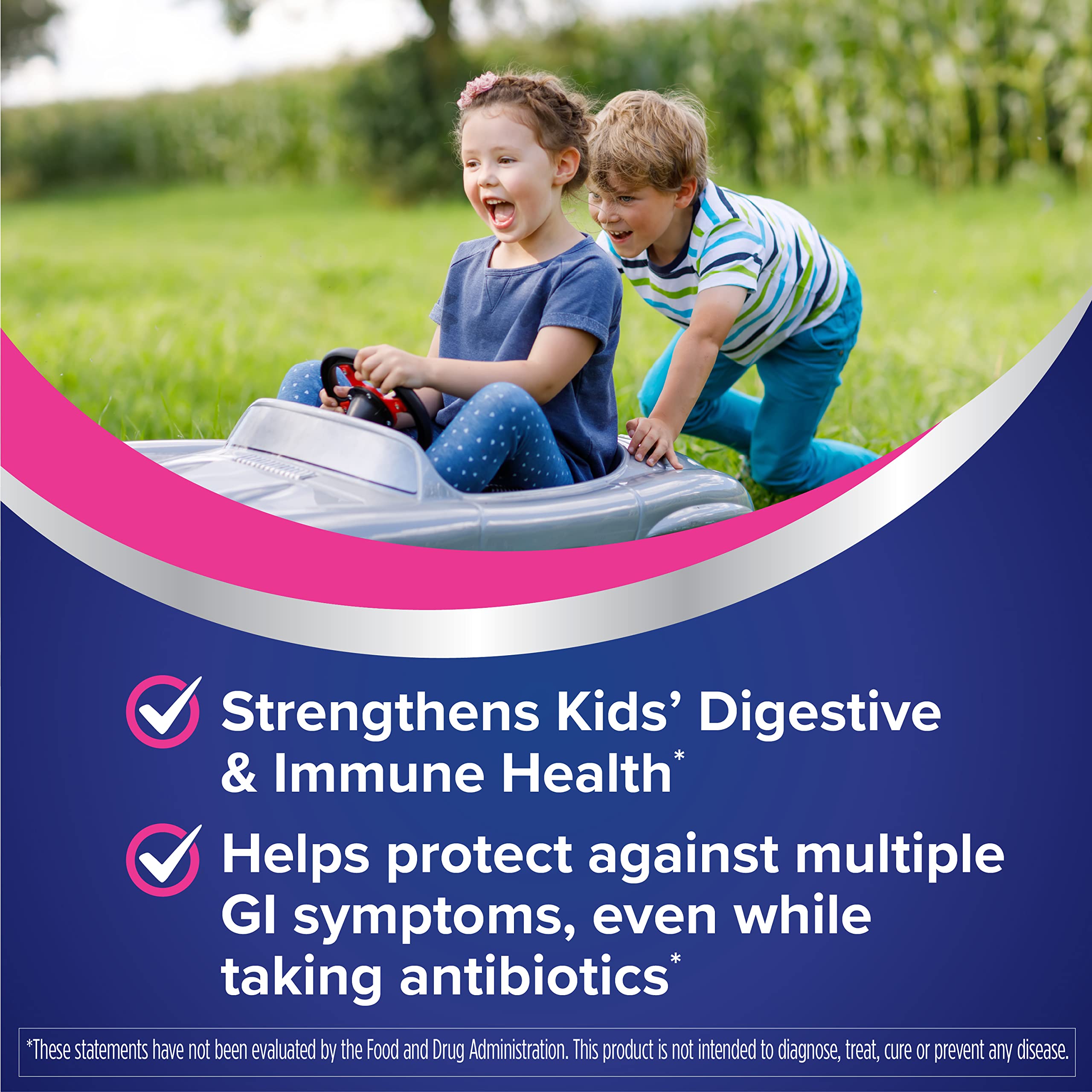Florastor Daily Probiotic for Kids sachets displayed on a table