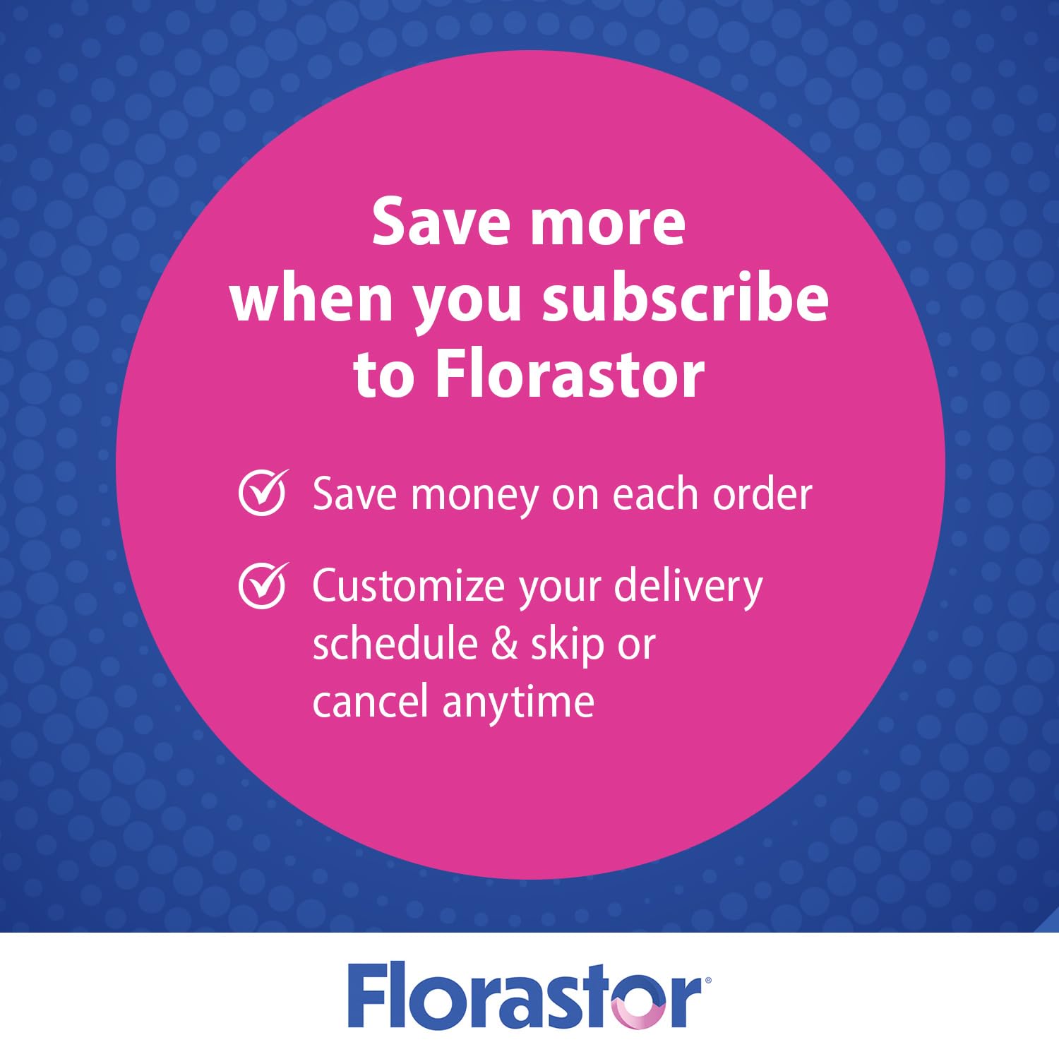 Florastor Her Probiotic Supplement displayed with a healthy lifestyle background