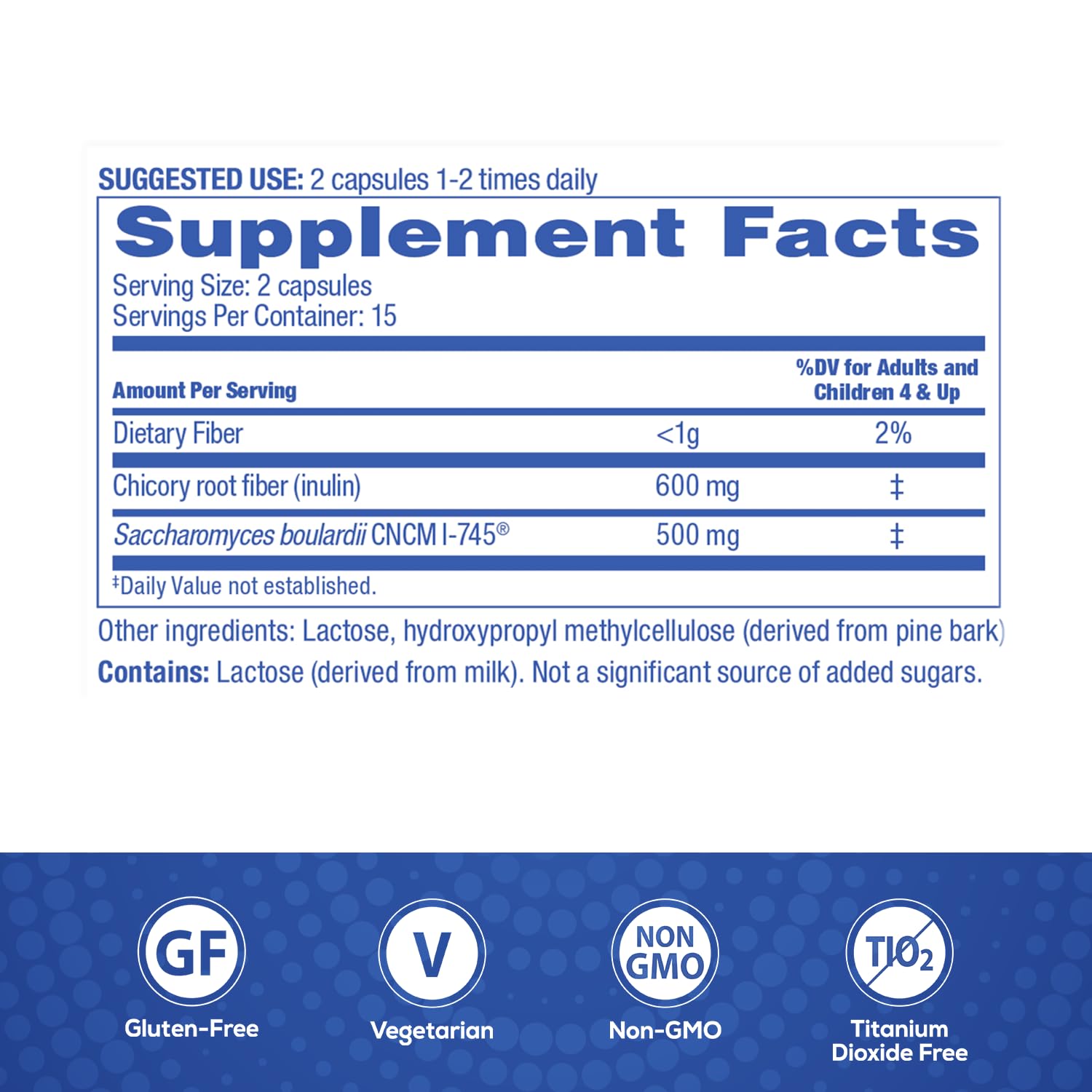 Florastor Probiotic & Prebiotic Capsules back view