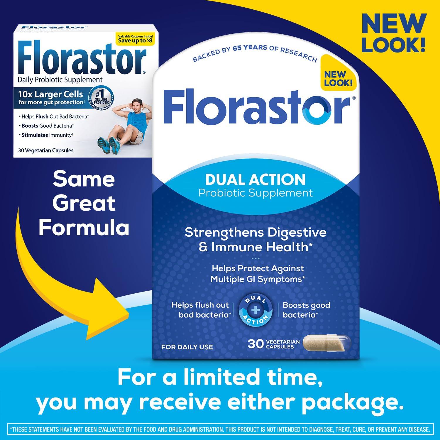 Florastor Probiotic Supplement 250mg capsules side view