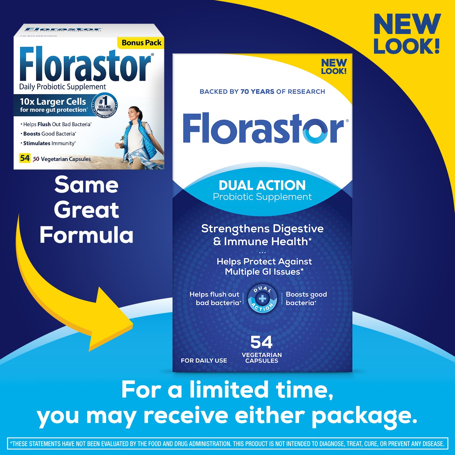 Florastor Probiotic Supplements 250mg 60 Capsules back view