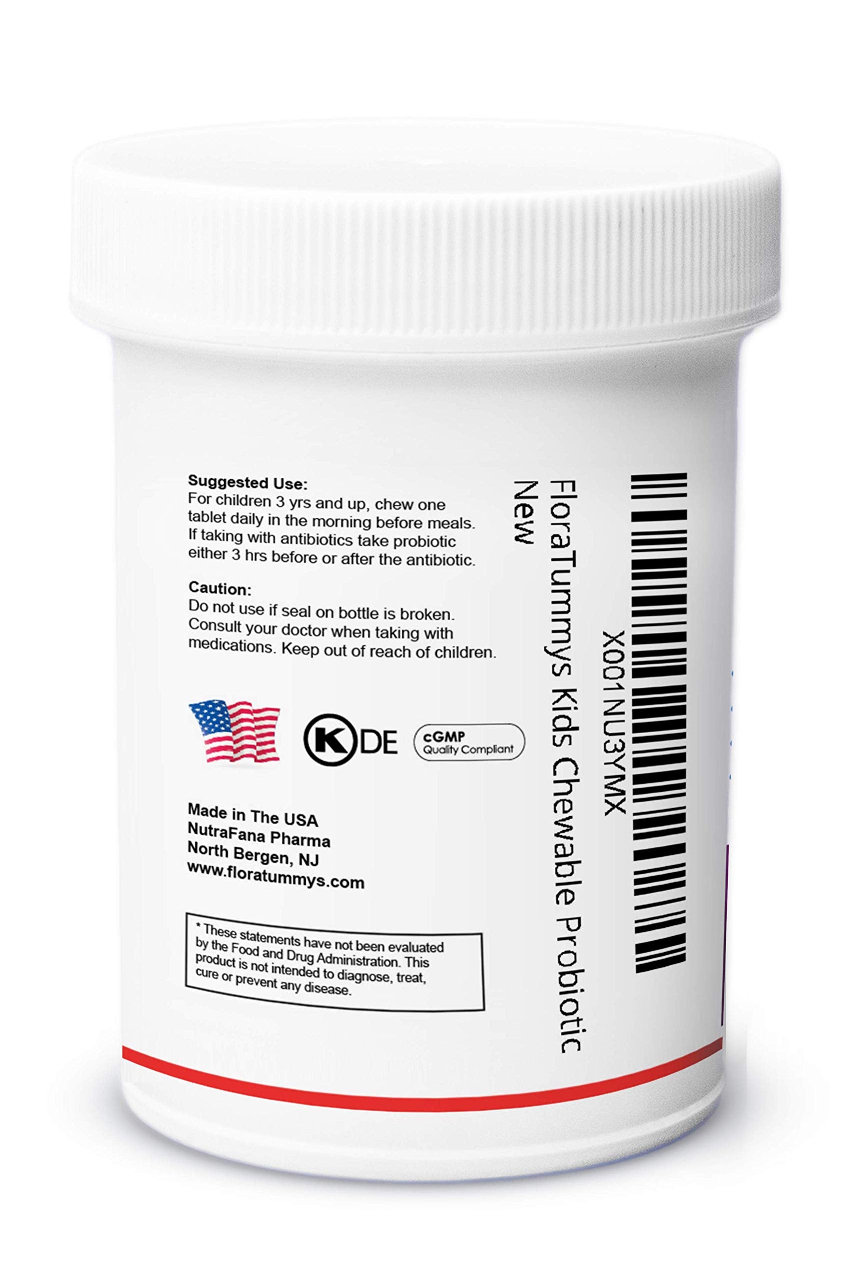 FloraTummys Kids Chewable Probiotic Prebiotics close-up of tablets
