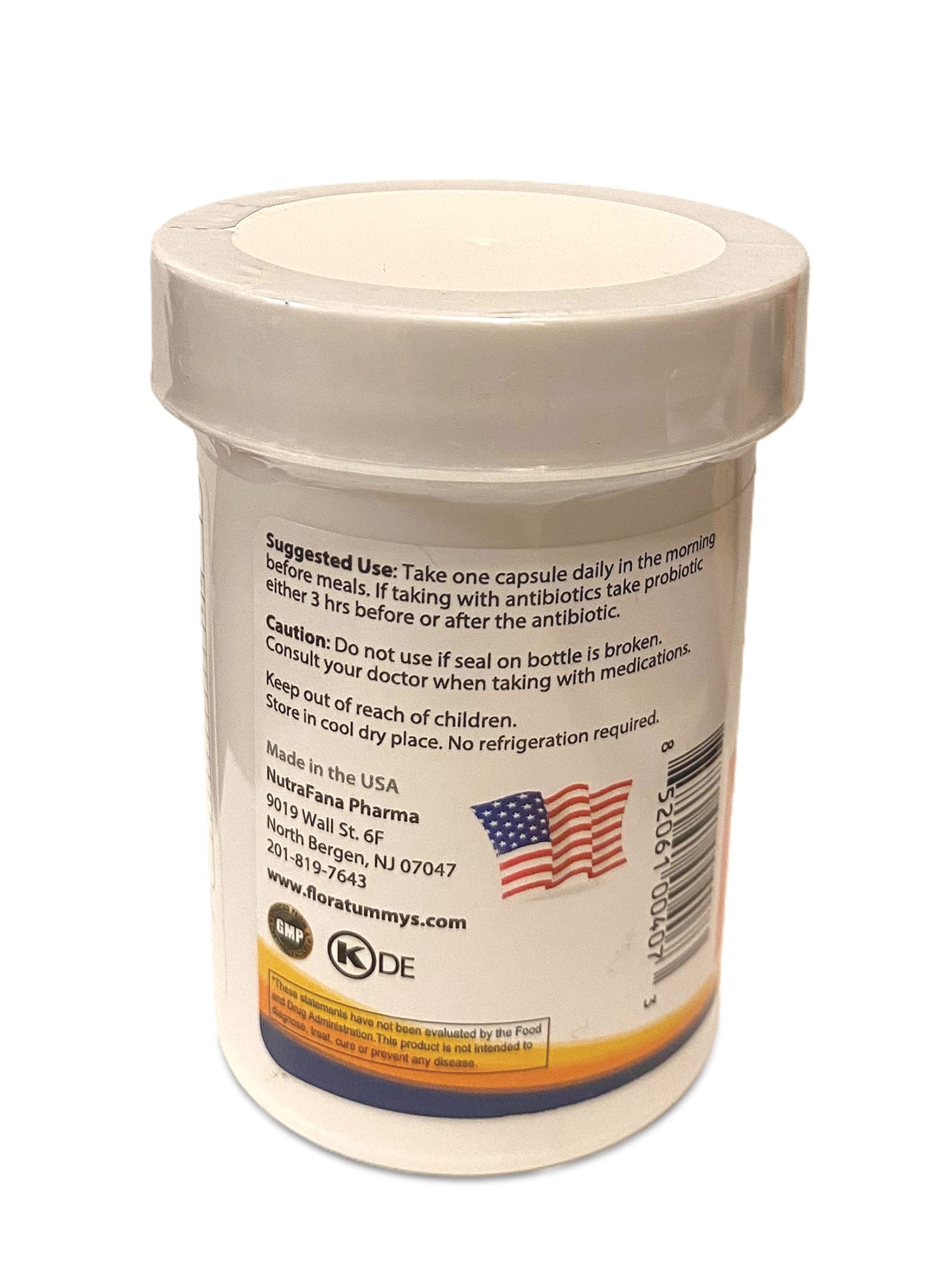 FloraTummys Probiotic Capsules with opened bottle and capsules