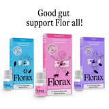 Florax Liquid Probiotic vials displayed on a kitchen counter