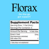 Florax Probiotic Liquid Supplement vials on a table