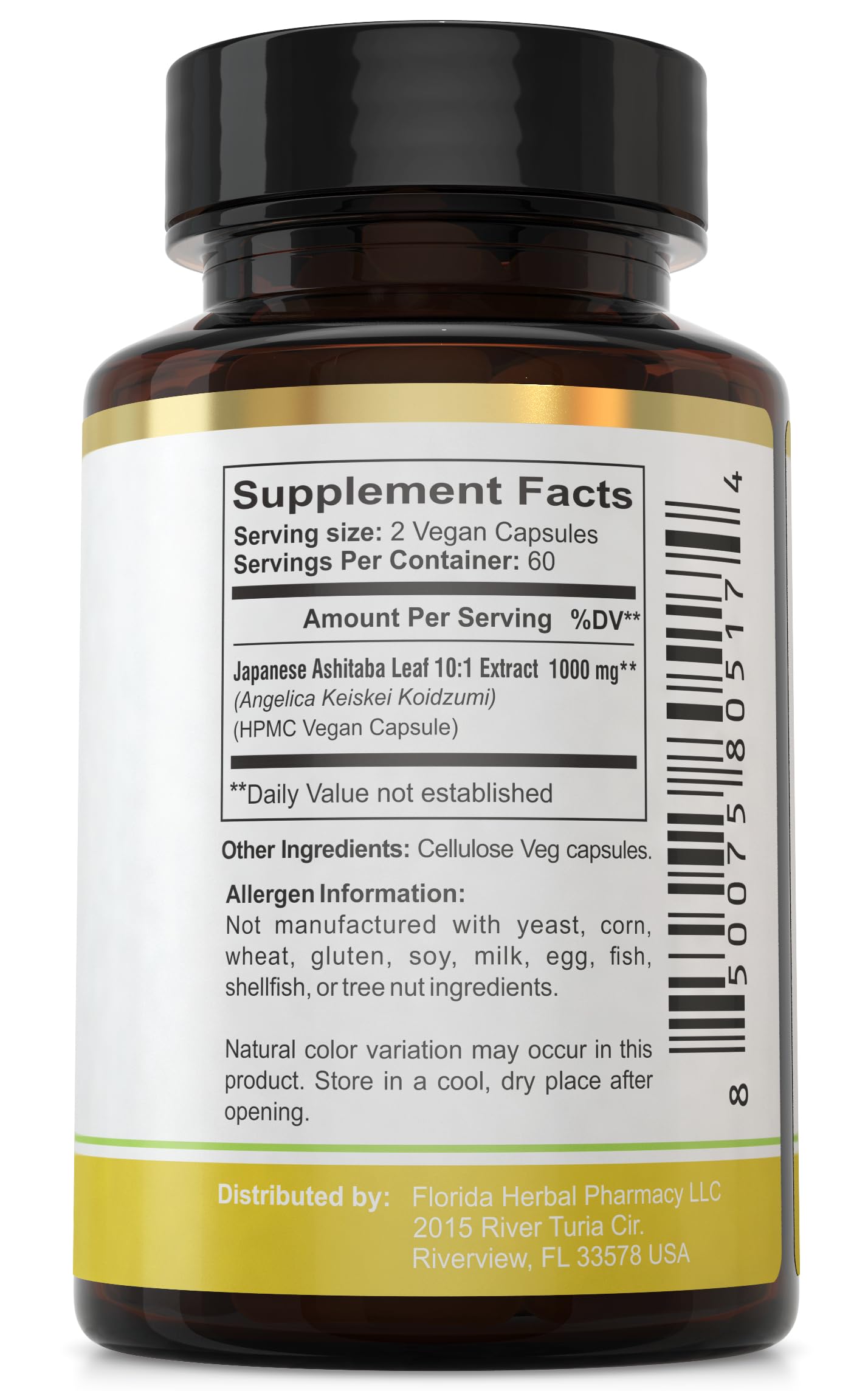 Florida Herbal Pharmacy Ashitaba Extract Capsules packaging