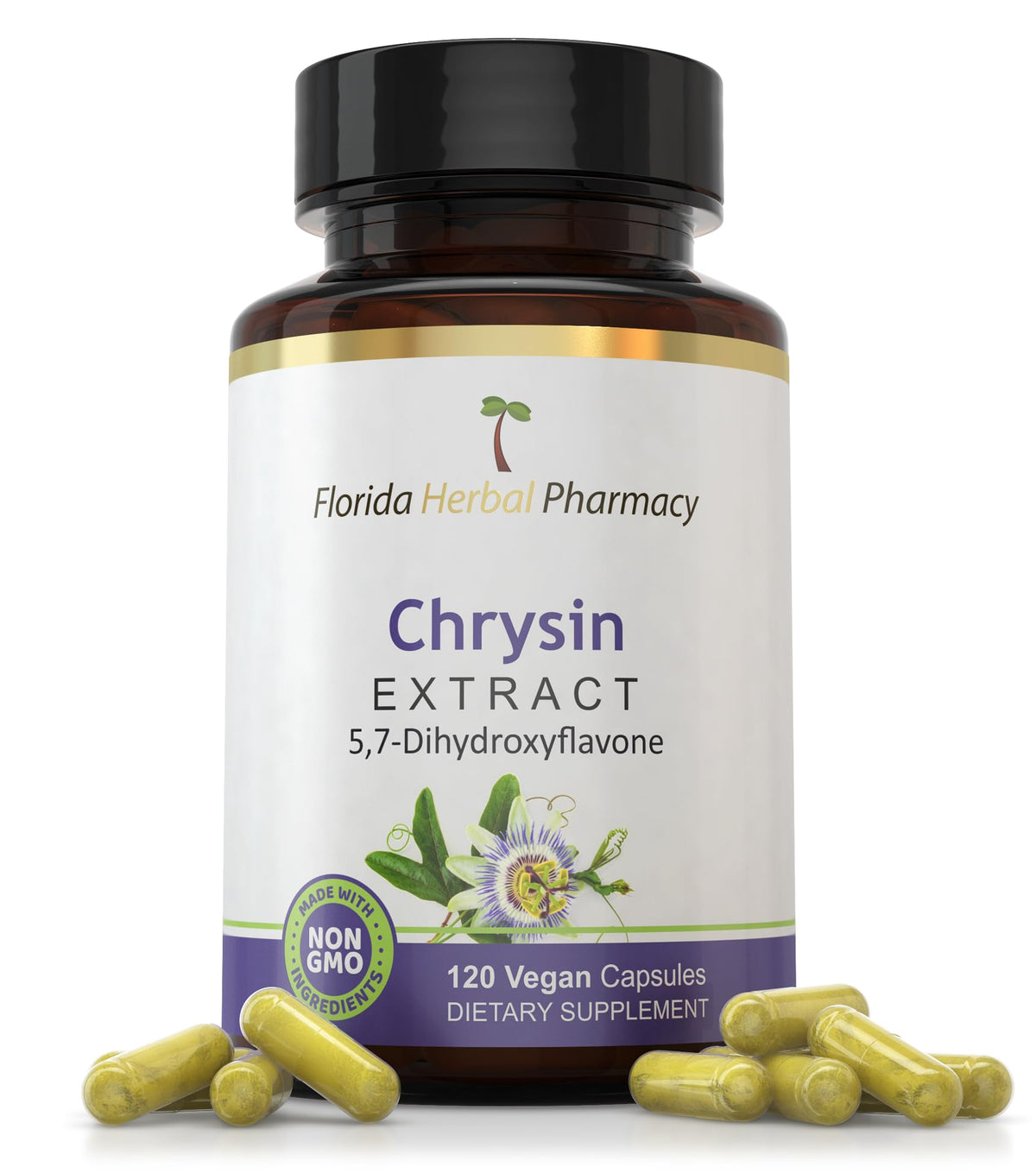 Florida Herbal Pharmacy Chrysin Capsules front view